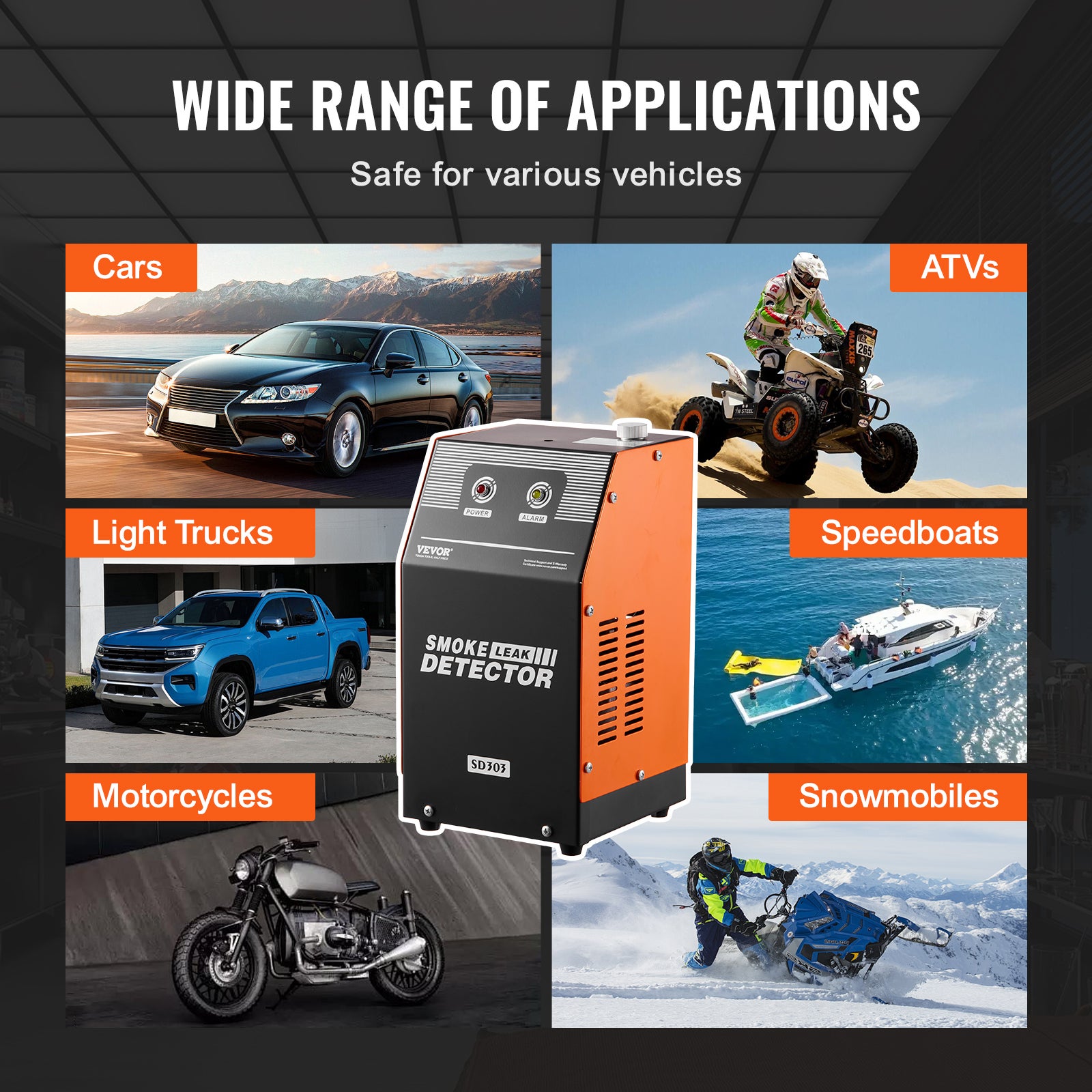 détecteur fuite carburant 2 Modes,VEVOR Machine à fumée EVAP automatique avec pompe à air intégrée,testeur fuite de conduit automobile 19-23 PSI - 6