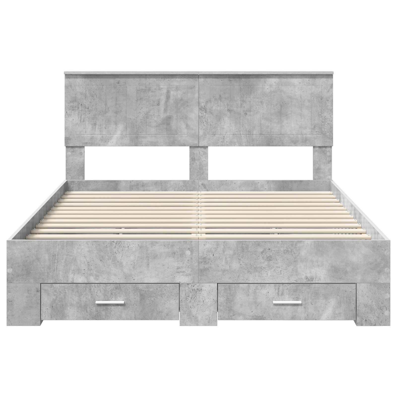Cadre de lit gris béton 135 x 190 cm panneau de bois - 8