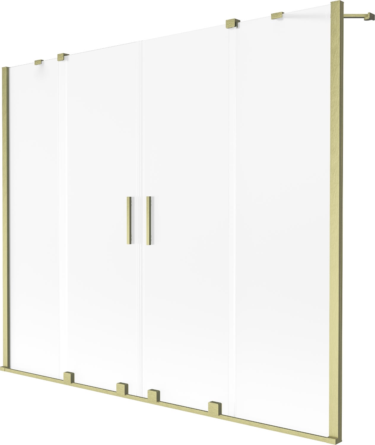 Mexen Velar Duo parawan nawannowy 2-skrzydłowy rozsuwany 170 x 150 cm, szron, złoty szczotkowany - 896-170-000-32-55