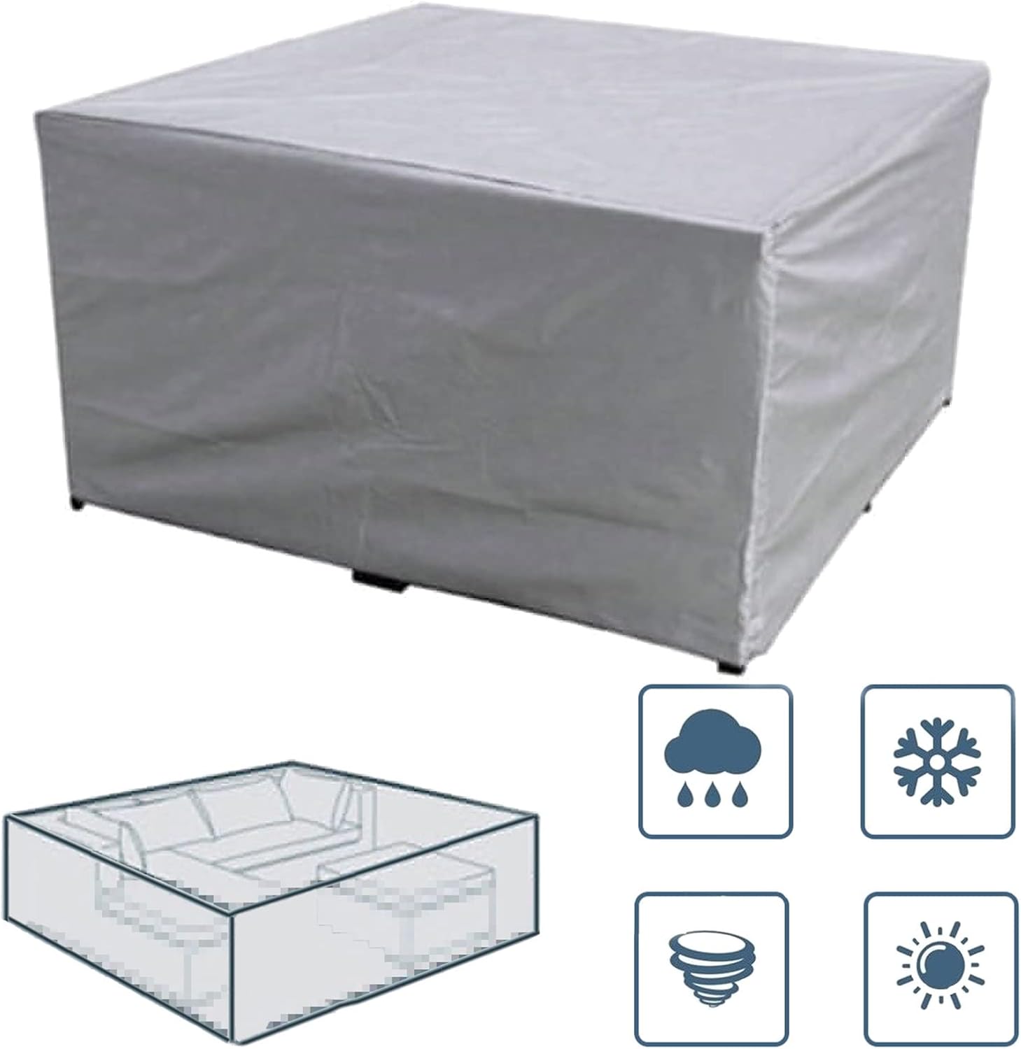 Housse de protection rectangulaire pour meubles de jardin, en polyester, imperméable, anti-poussière, anti-UV, pour chaise de jardin, 205×104×71cm - 4