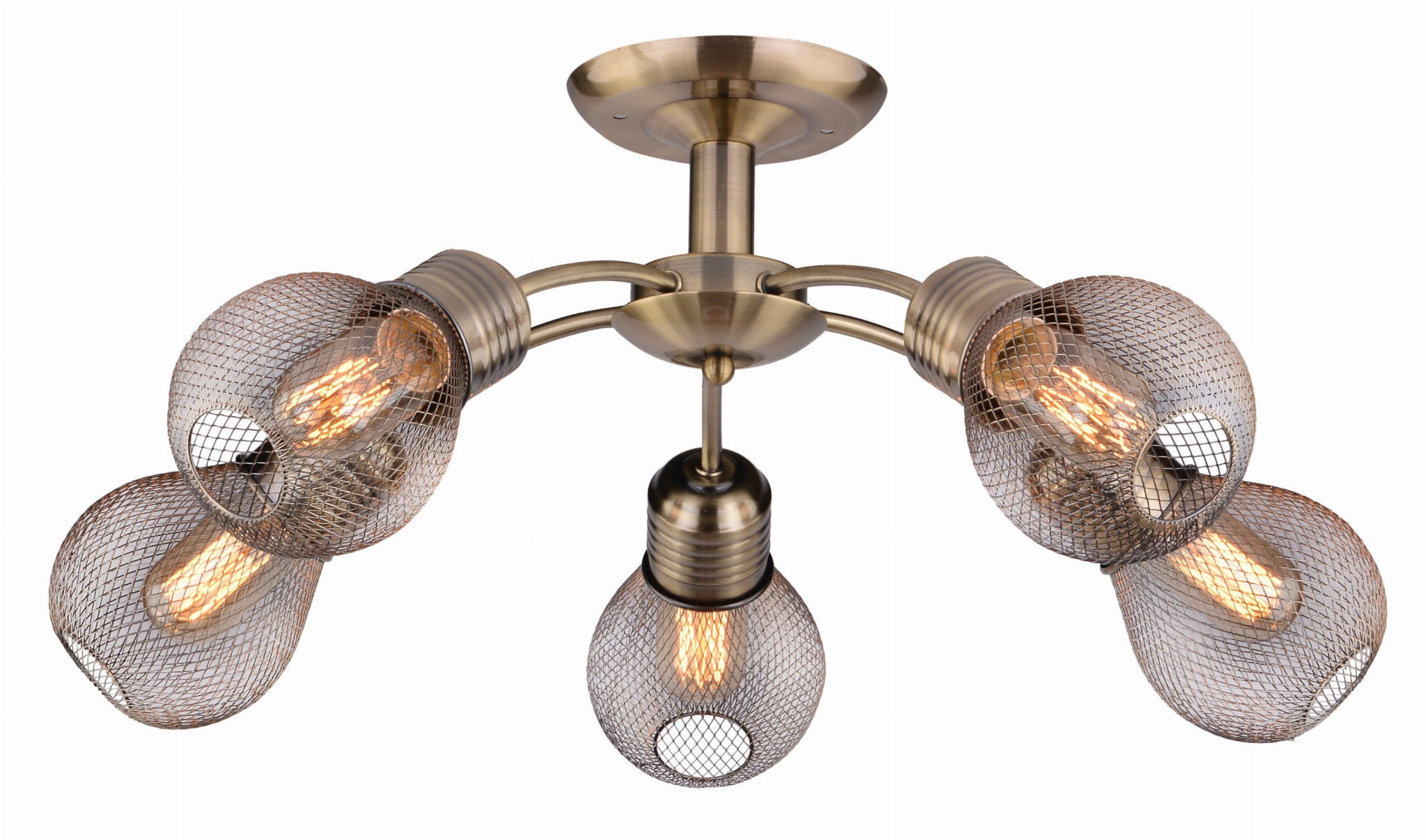 Lampa wisząca Gliva mosiądz-srebrna 5xE27x60W wym: 24 x 62 x 62 cm metal Candellux