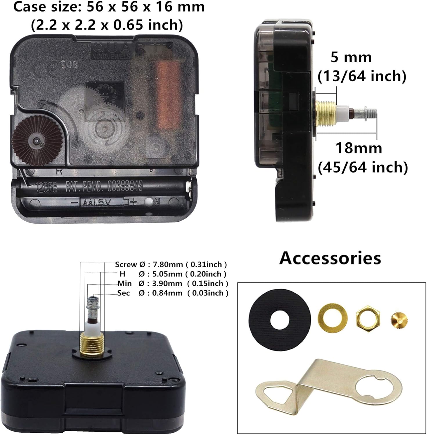 Meccanismo di movimento dell'orologio a batteria con 2 paia di lancette corte, parti di ricambio fai da te | Leroy Merlin