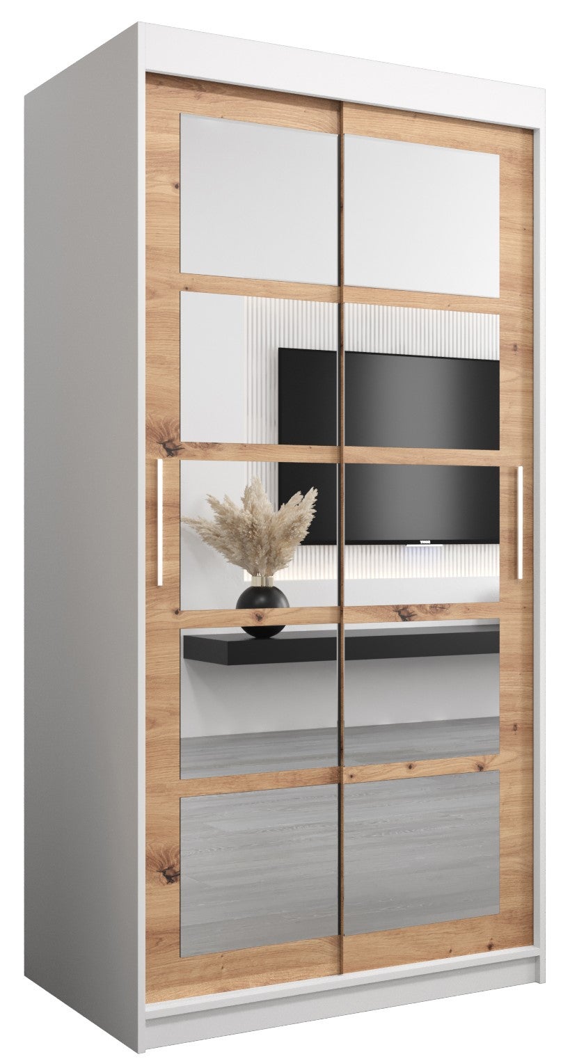 Szafa przesuwna garderoba ROMA 2 100 x 62 x 200 cm Biały + Artisan - Abiks Meble