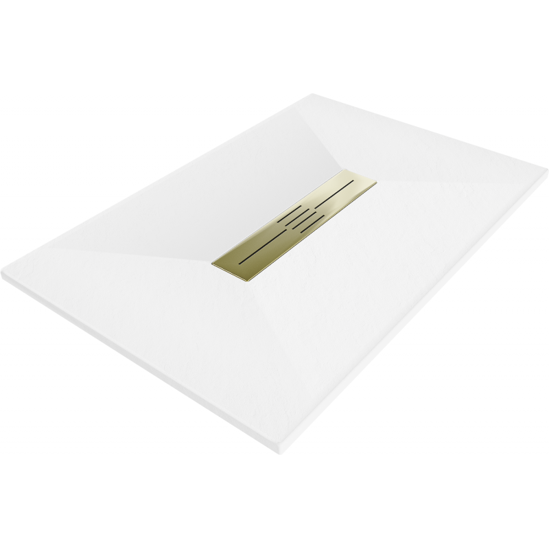 Mexen Toro brodzik prostokątny SMC 130 x 80 cm, biały, maskownica złota - 43108013-G