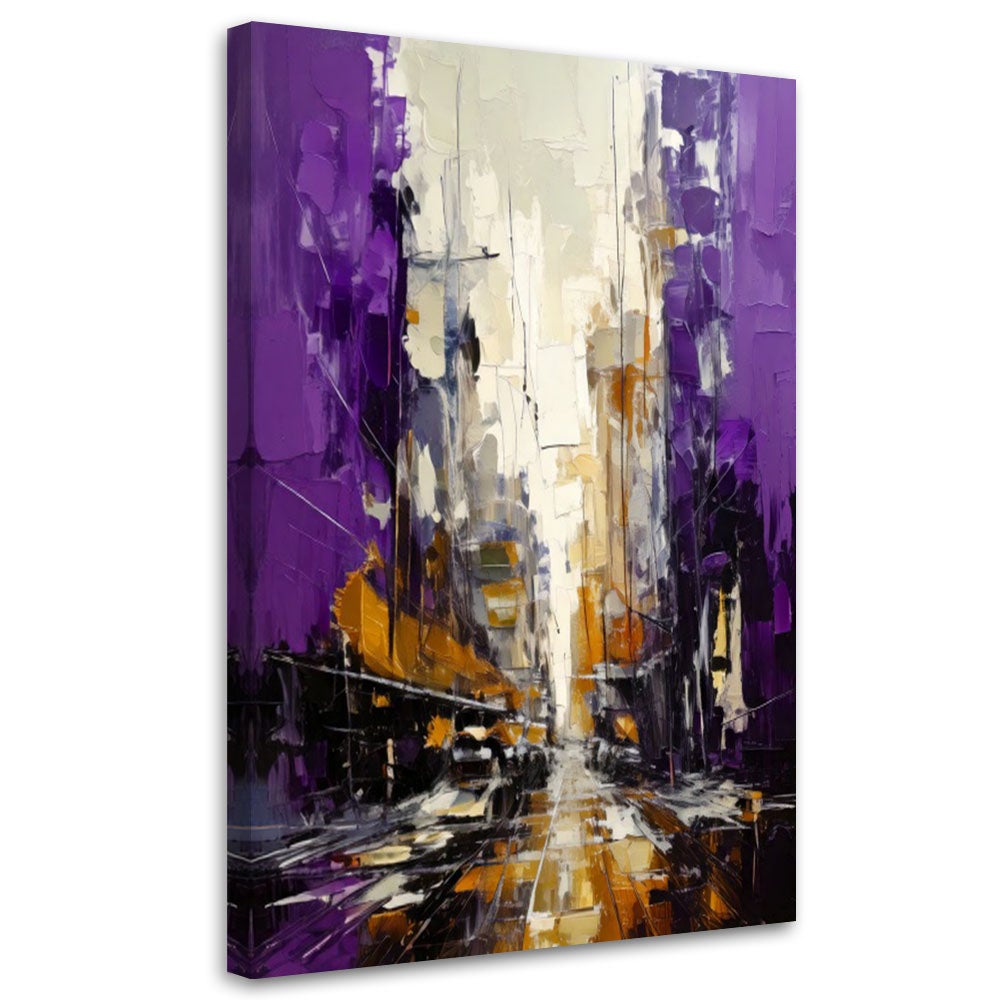 Obraz na płótnie, Miasto Ulica Abstrakcja Fiolet 60x90