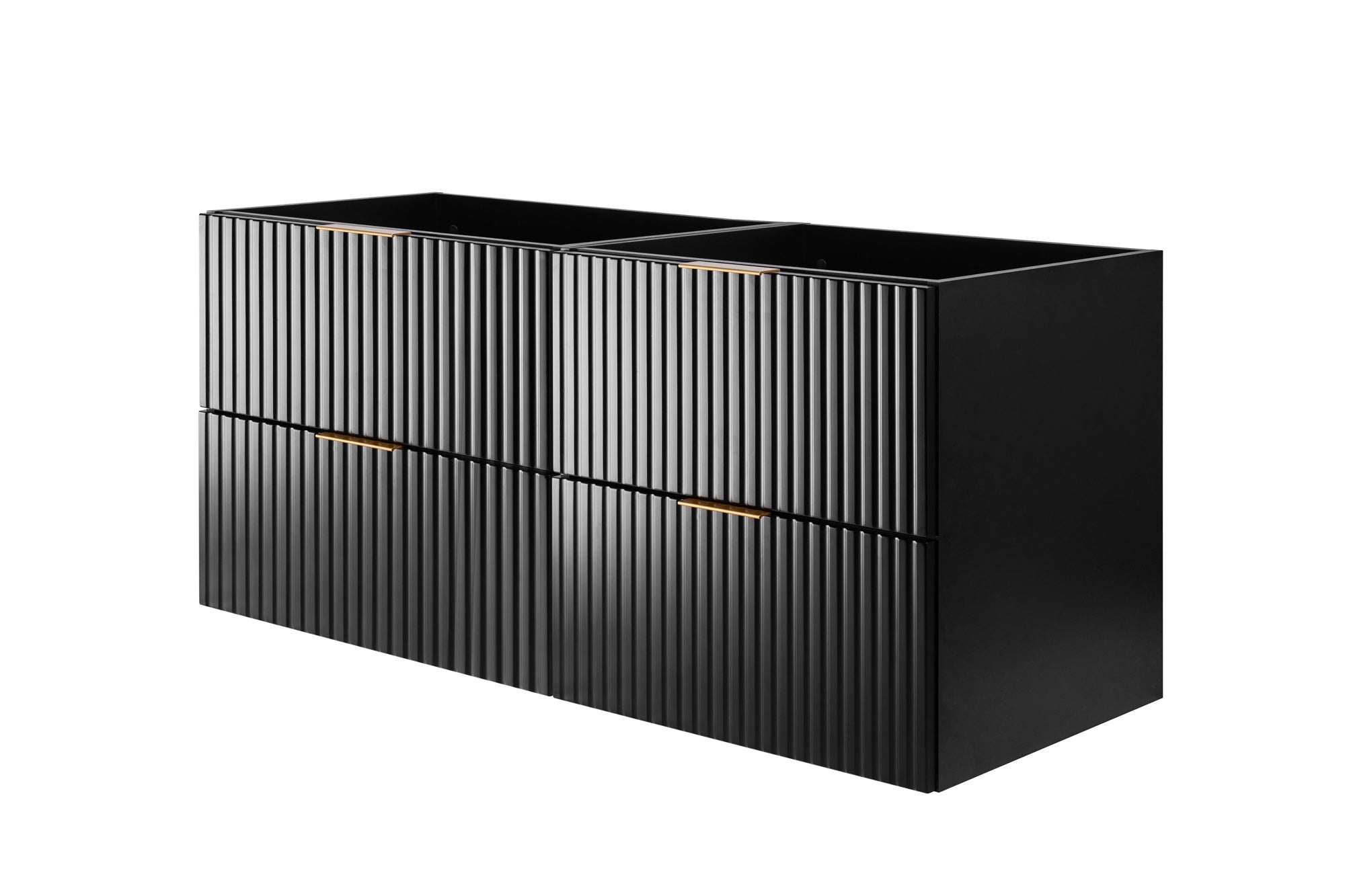 Zestaw łazienkowy FLOW 160 cm czarny z białymi regałami blat w zestawie - 3