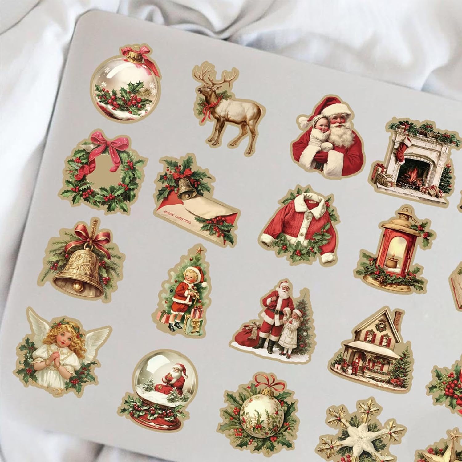 Lot De 50 Autocollants De Noël Vintage Pour Scrapbooking - Décoratifs, Imperméables Pour Fenêtres, Portes, Bouteilles D'eau, Carnet - 5