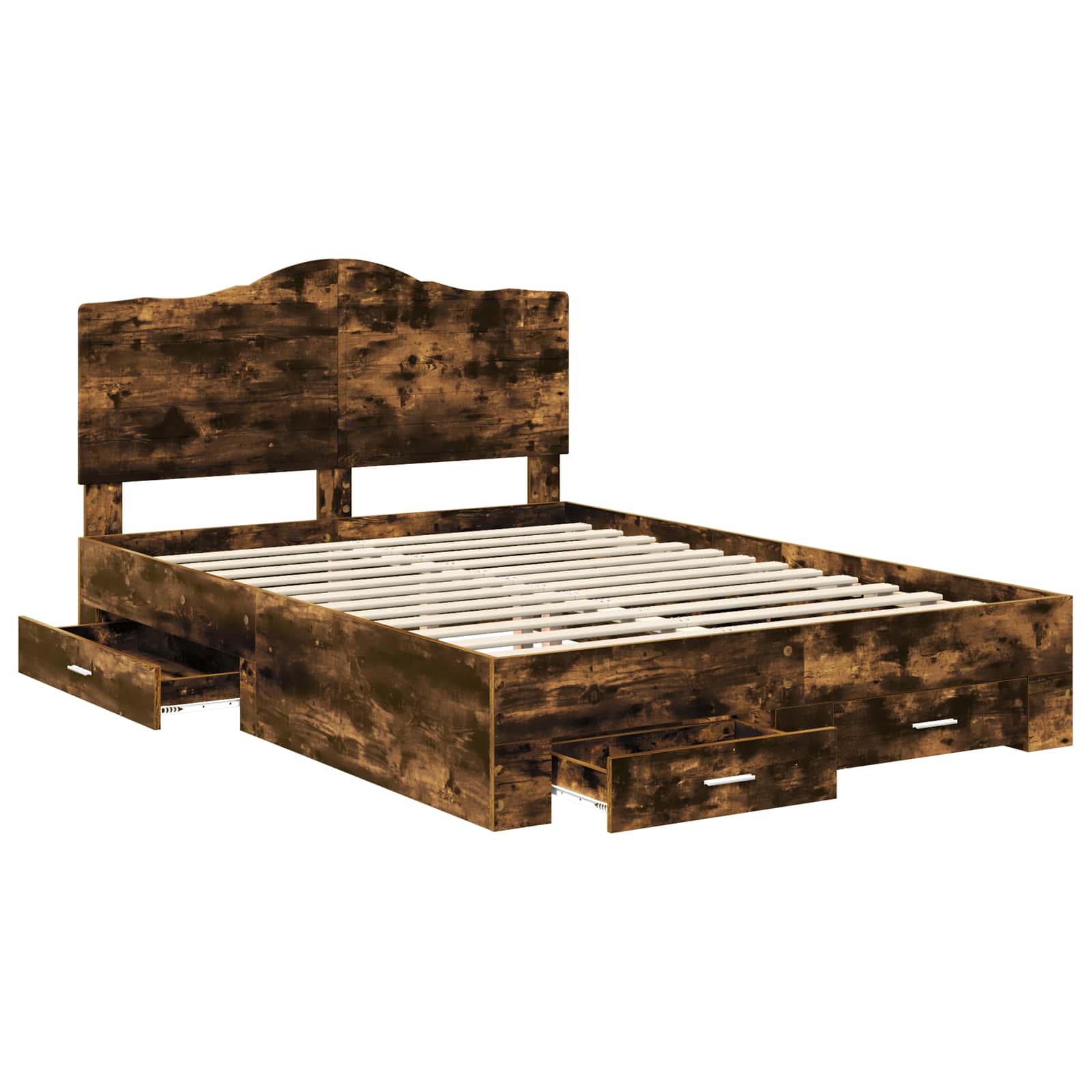 Cadre de lit chêne fumé en panneau de bois, pour la chambre, 140 × 190 cm - 5