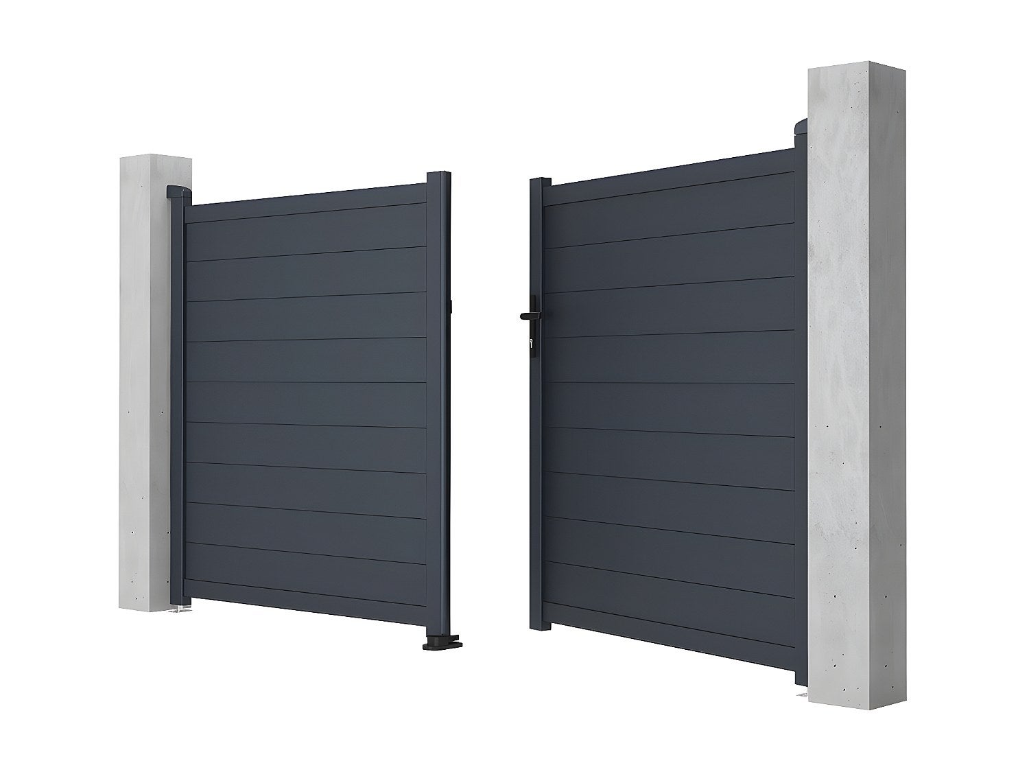 Portail battant aluminium plein L305 x H166 cm anthracite - NAZARIO - 4