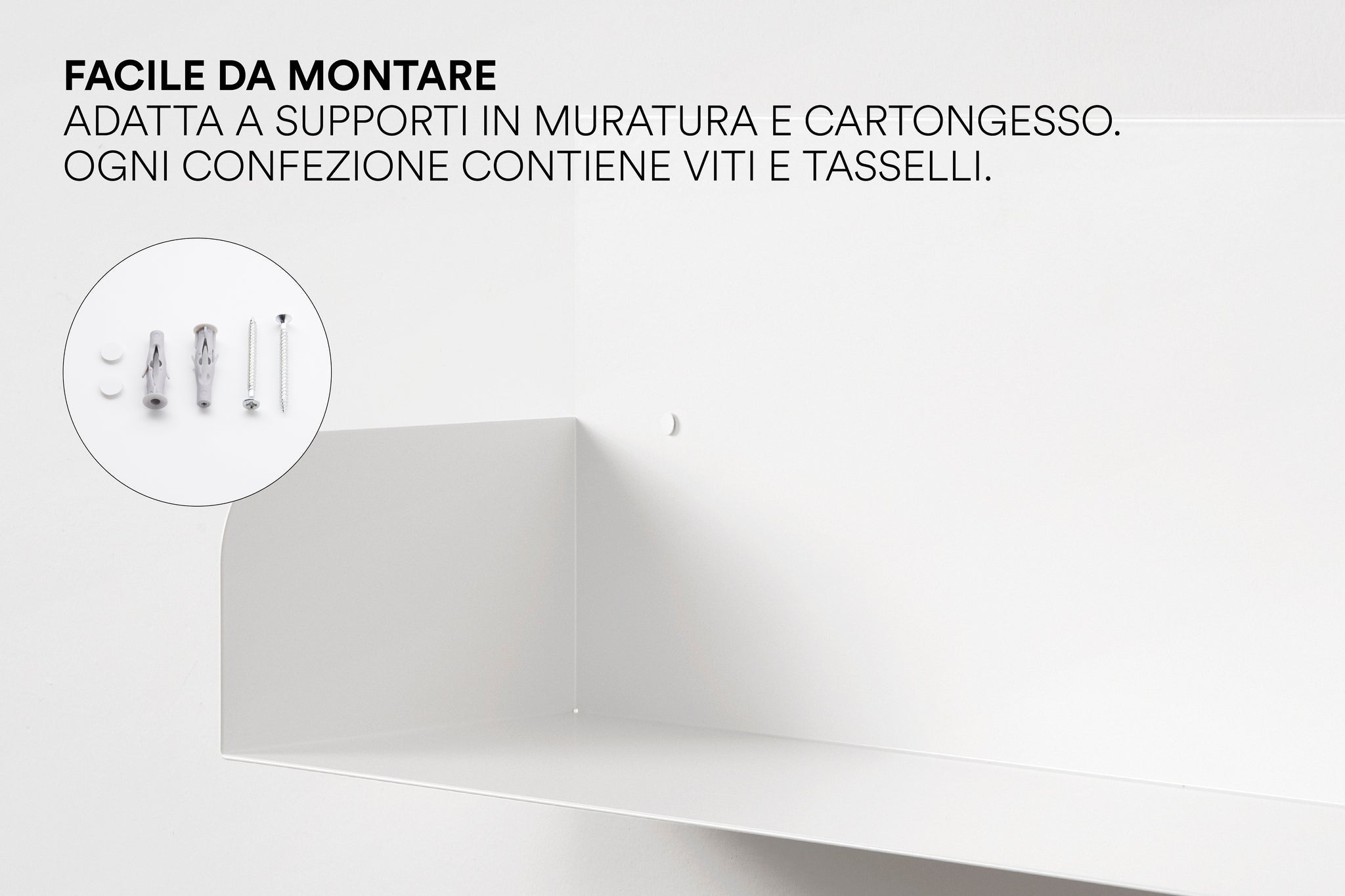 Etagère murale en métal, Bibliothèque murale, Set de 4 étagères murales design, Bibliothèque murale pour livres, Made in Italy (Blanc, 4 Pièces) - 3
