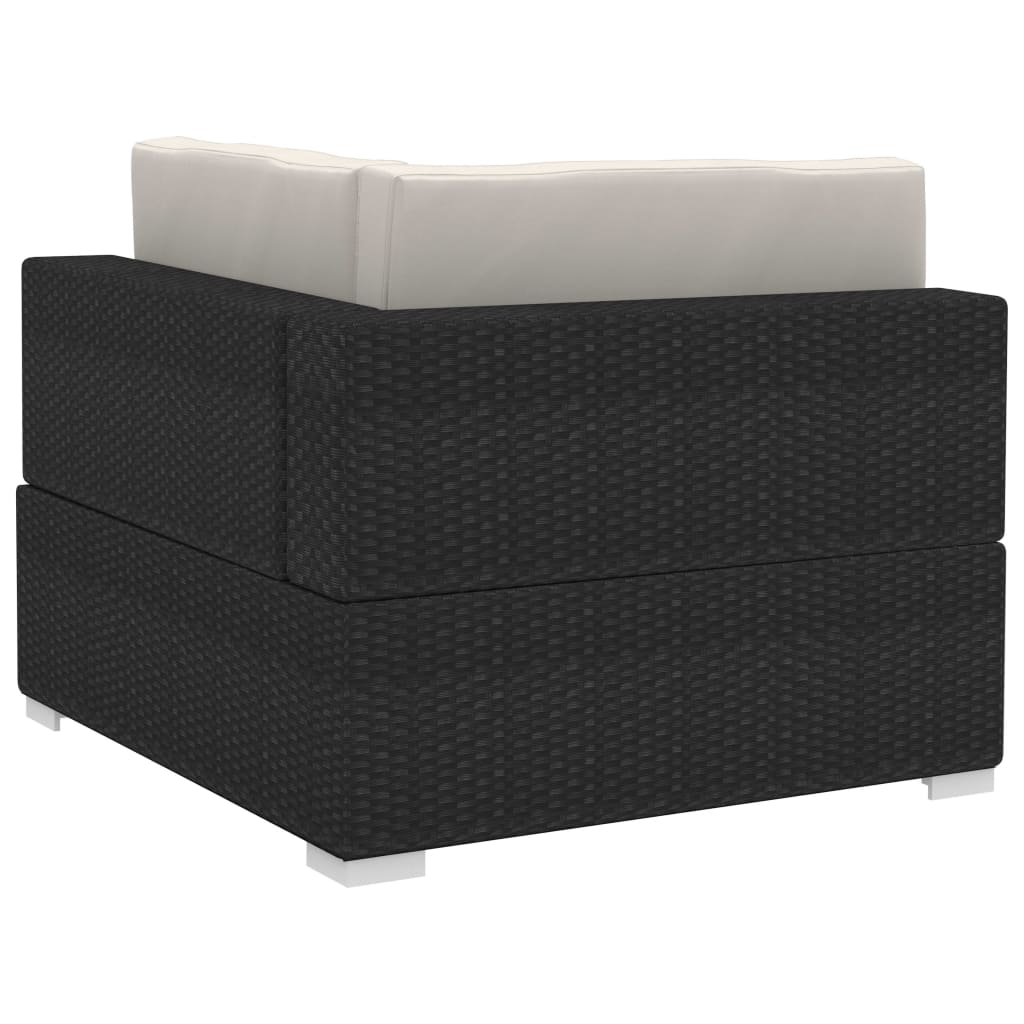 Maison Exclusive - Set Divani da Giardino 3 pz con Cuscini in Polyrattan Nero - 6