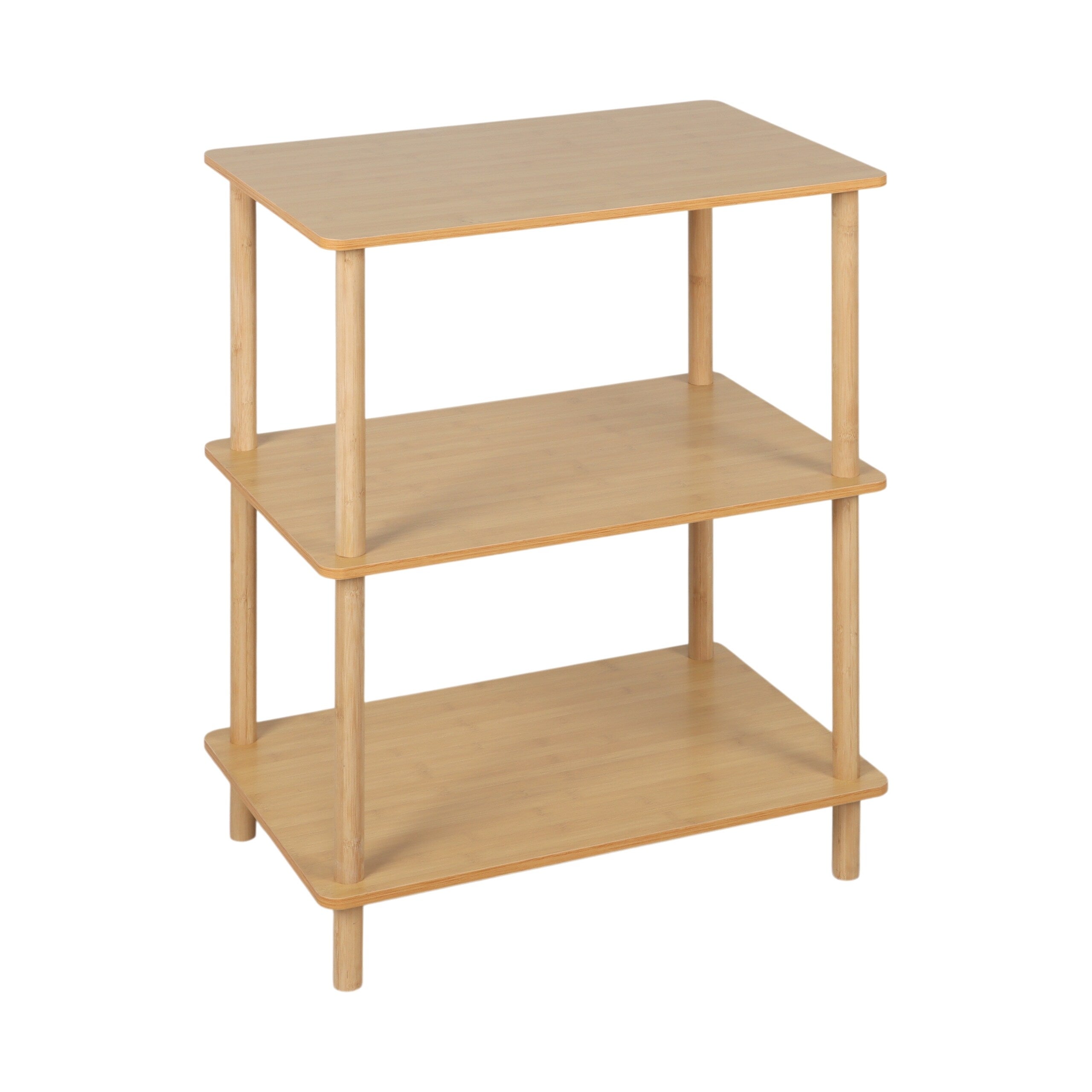 Étagère autoportante 79x60x40 cm, 3 niveaux, MDF/bambou, pour salle de bain, salon, cuisine, naturelle, relaxdays - 8