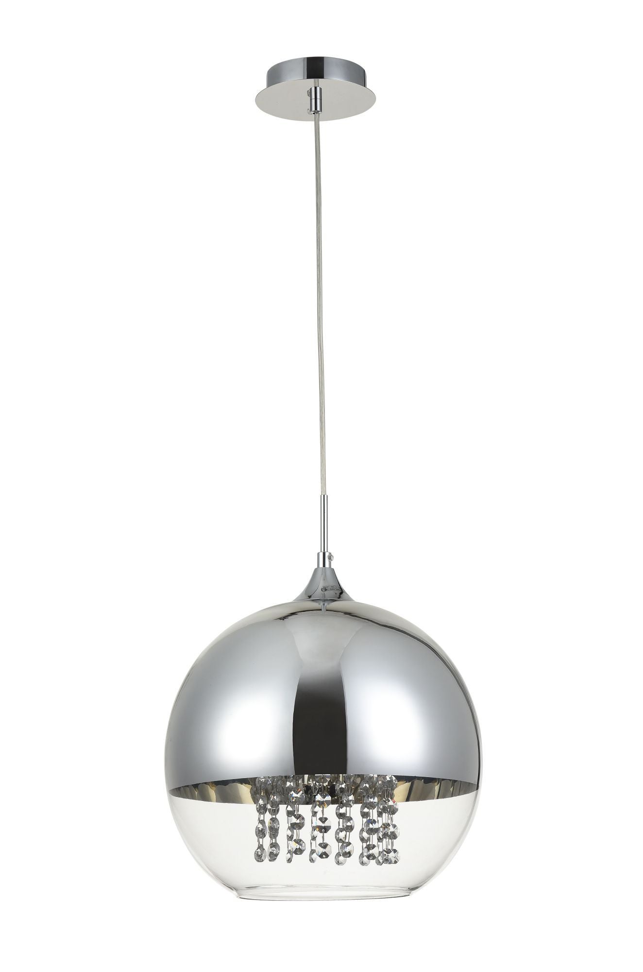 Lampa wisząca Fermi nikiel-transparentna 1xE27x60W kryształowa wym: 105 x 30 x 30 cm szkło Maytoni