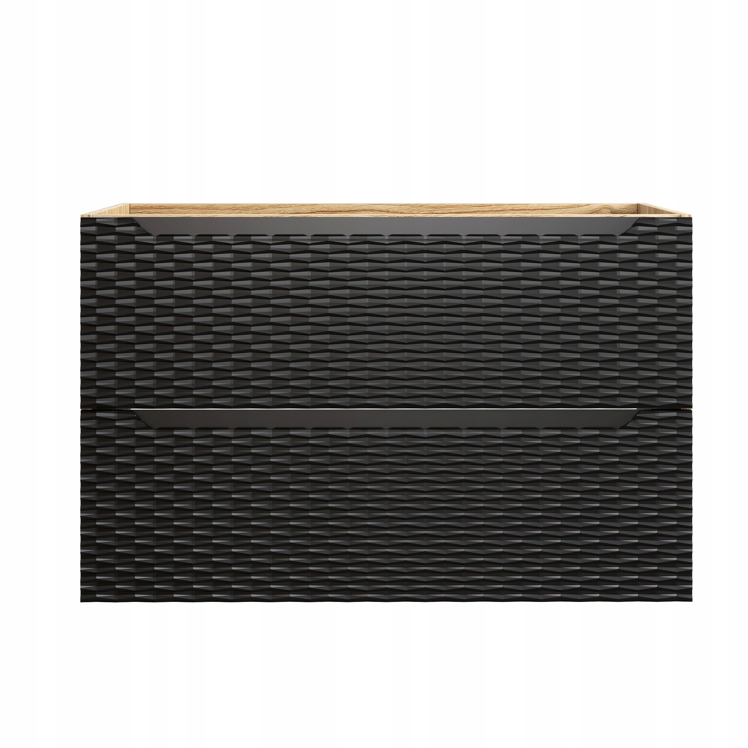Szafka łazienkowa OCEAN 90 cm czarna dąb olejowany front 3D MDF wisząca - 4