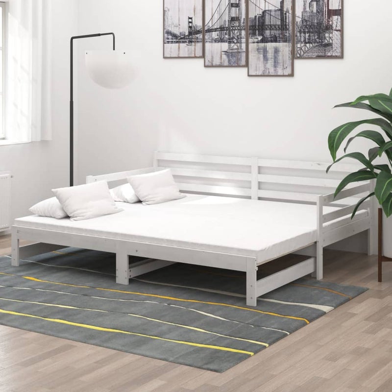 Zdjęcia - Łóżko VidaXL wysuwane, lite drewno sosnowe, białe, 2x cm (90x200)