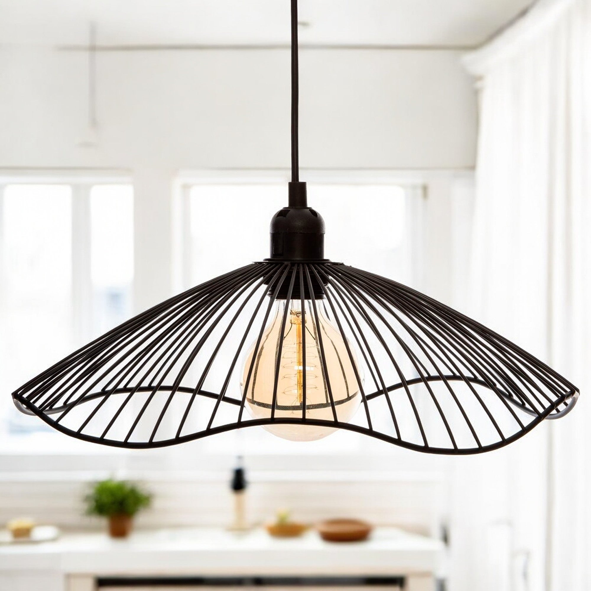 WELLHOME Lampada a Sospensione a Soffitto Paralume in Metallo 34 cm Moderna ed Elegante - 5