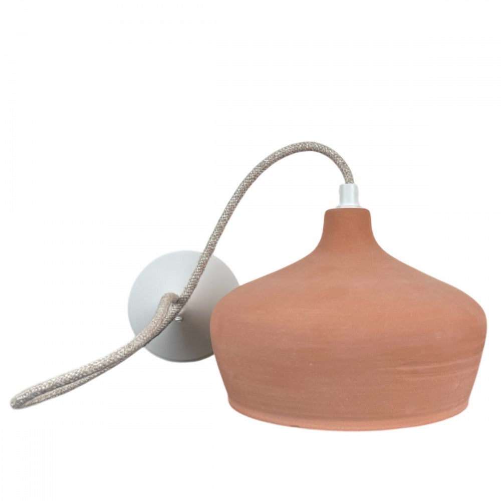 EDEL Suspension Ø21cm en terre cuite naturelle - câble textile lin - 3
