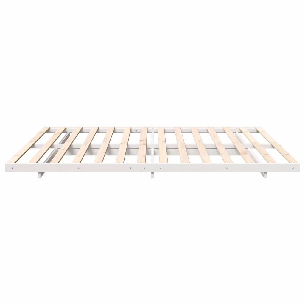 Cadre de lit blanc en pin massif pour la chambre, 200 × 210 cm - 6