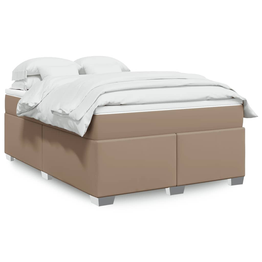 Cama box spring con colchón cuero sintético capuchino 140x190cm | Leroy ...