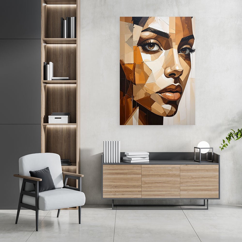 Obraz do salonu sypialni biura, Kobieta Portret Beżowy 40x60 - 2