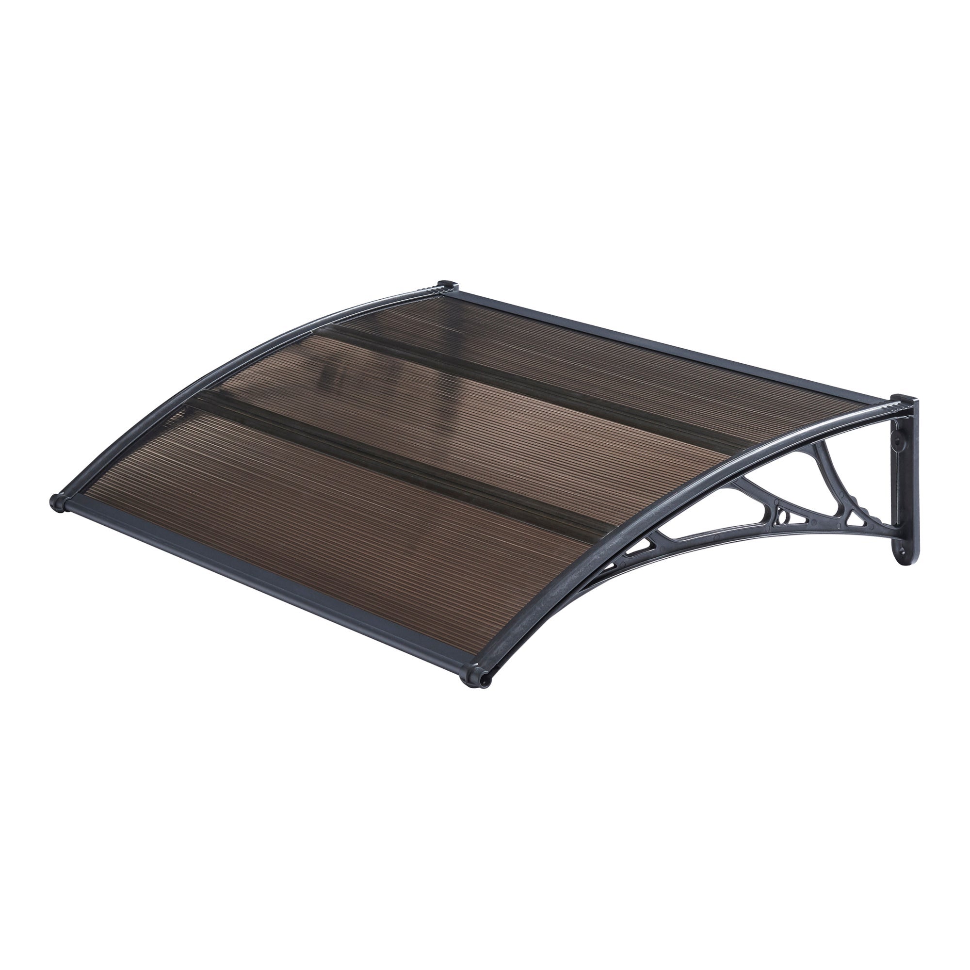 Auvent Porte D’Entrée Noir 100x80cm Marquise Incurvée - Toit Résistant Intempéries Et UV Avec Structure Aluminium