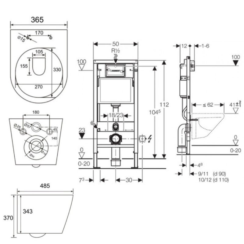 Pack WC Bati-support Geberit + WC Swiss Aqua Technologies Infinitio sans bride + Plaque Blanc alpin (InfinitioGeb1) - 5