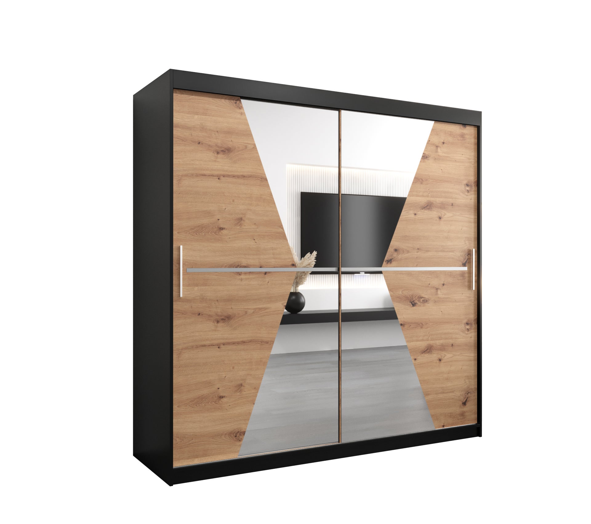 Szafa przesuwna garderoba MAROKO 200 x 62 x 200 cm Czarny + Artisan - Abiks Meble