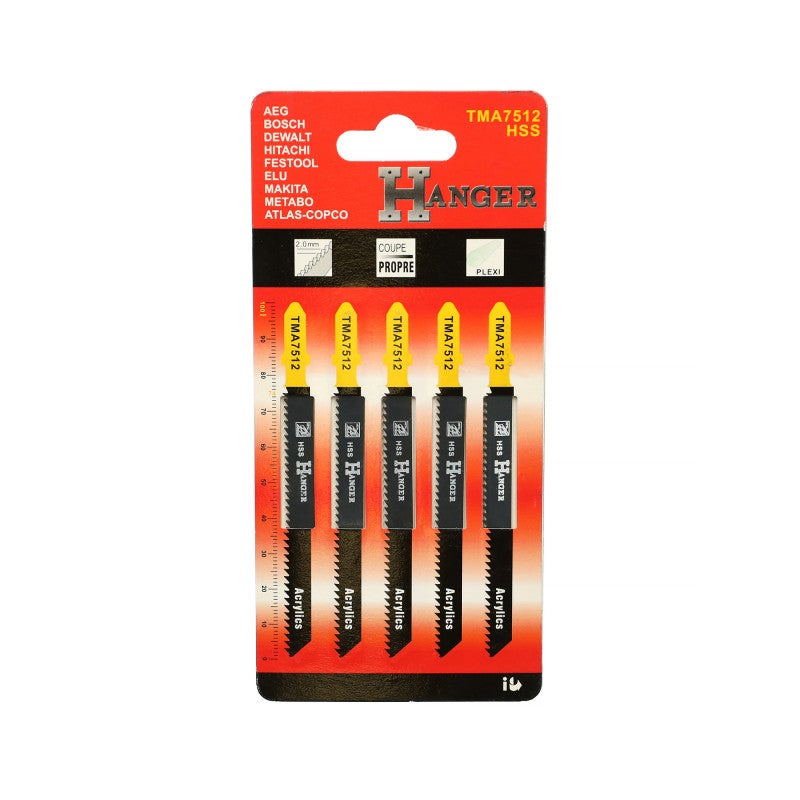 Pack de 5 lames de scie sauteuse TMA7512 pour acrylique 75mm HANGER 150226 - 2