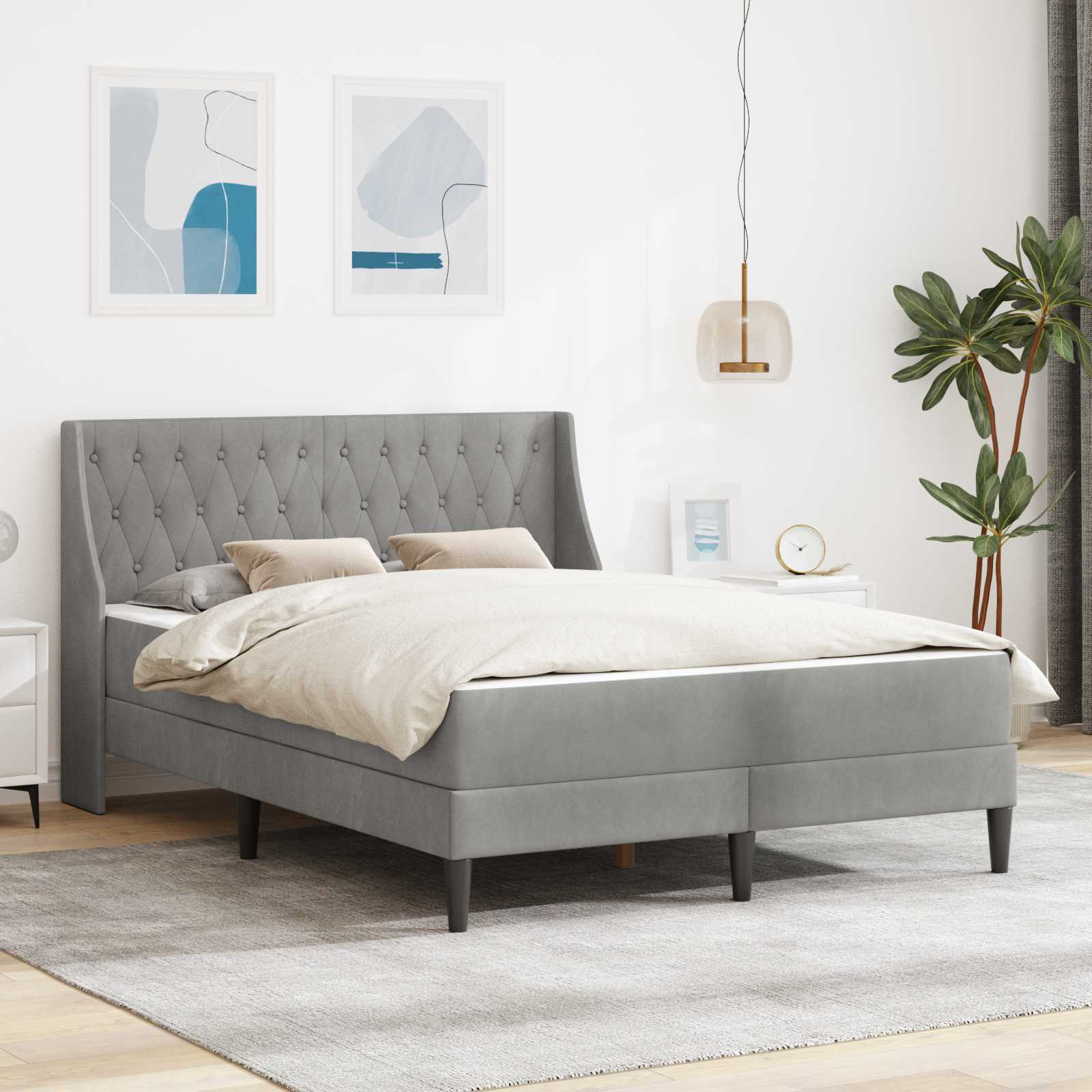 Estructura de cama con colchón Gris Claro 140 x 190 cm | Leroy Merlin