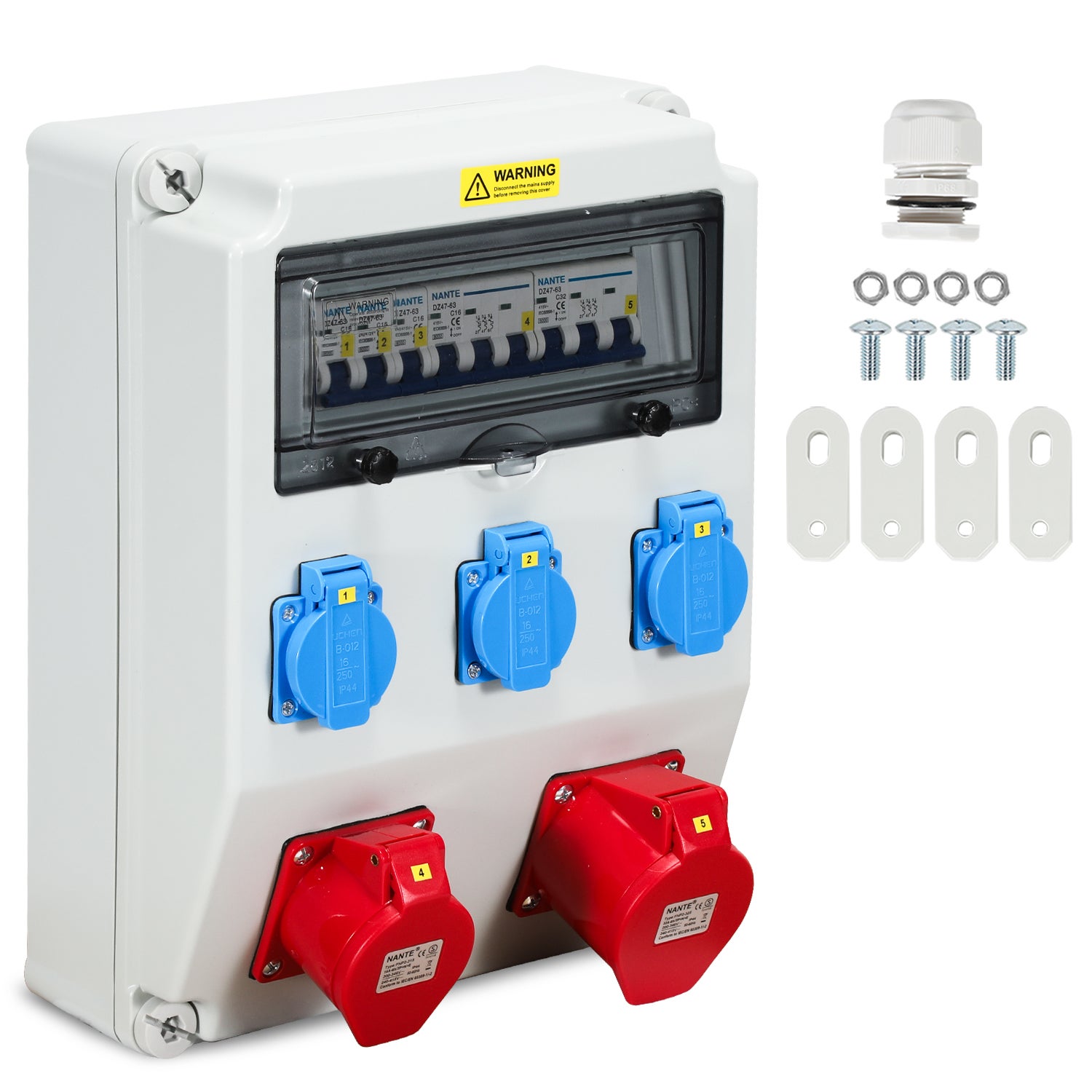 Distributeur De Chantier Avec Disjoncteur FI Et LS - 32A/16A, 230V, Protection IP67