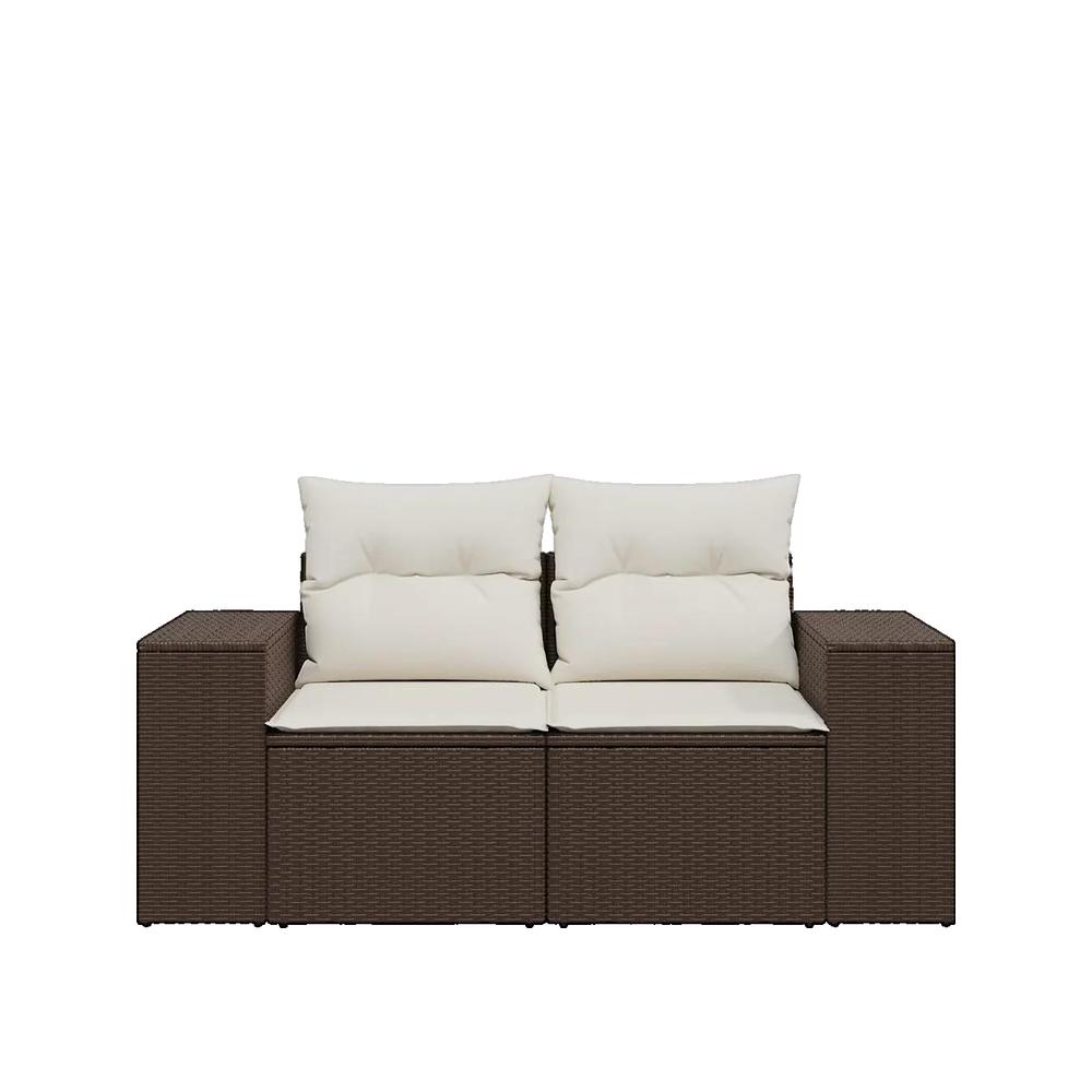 Sofa ogrodowy vidaXL 2 miejsca z rattanu syntetycznego brązowy z schowkiem