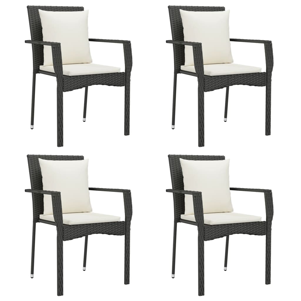 Maison Exclusive - Set da Pranzo da Giardino 5 pz Nero con Cuscini in Polyrattan - 4