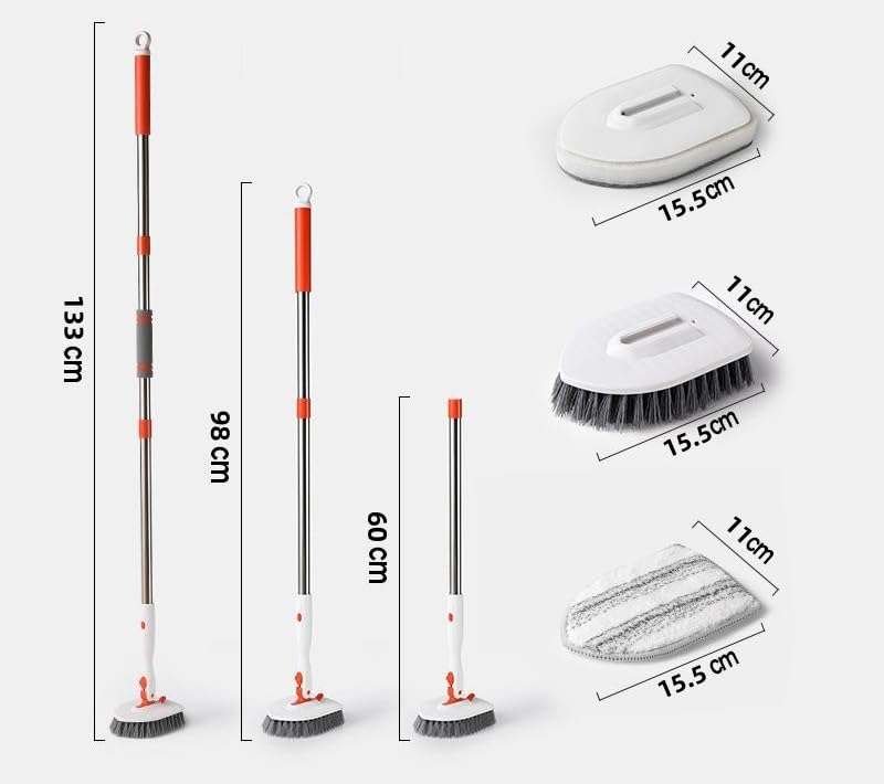 Brosse de terrasse, brosse de nettoyage pour baignoire, extensible de 60 à 133 cm, pour salle de bain, sols et baignoires. - 2