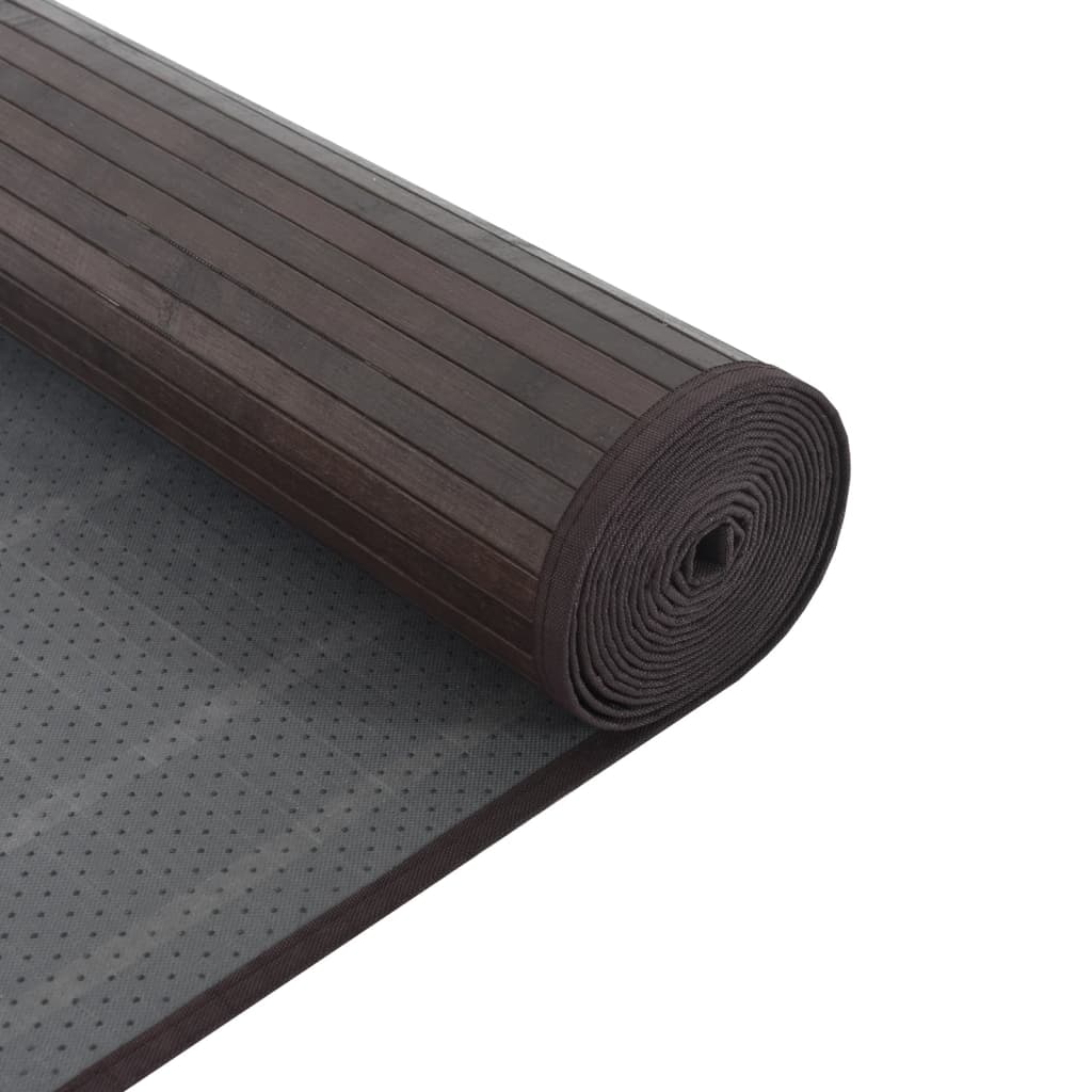 Tapis rectangulaire marron foncé 100x1000 bambou - 5