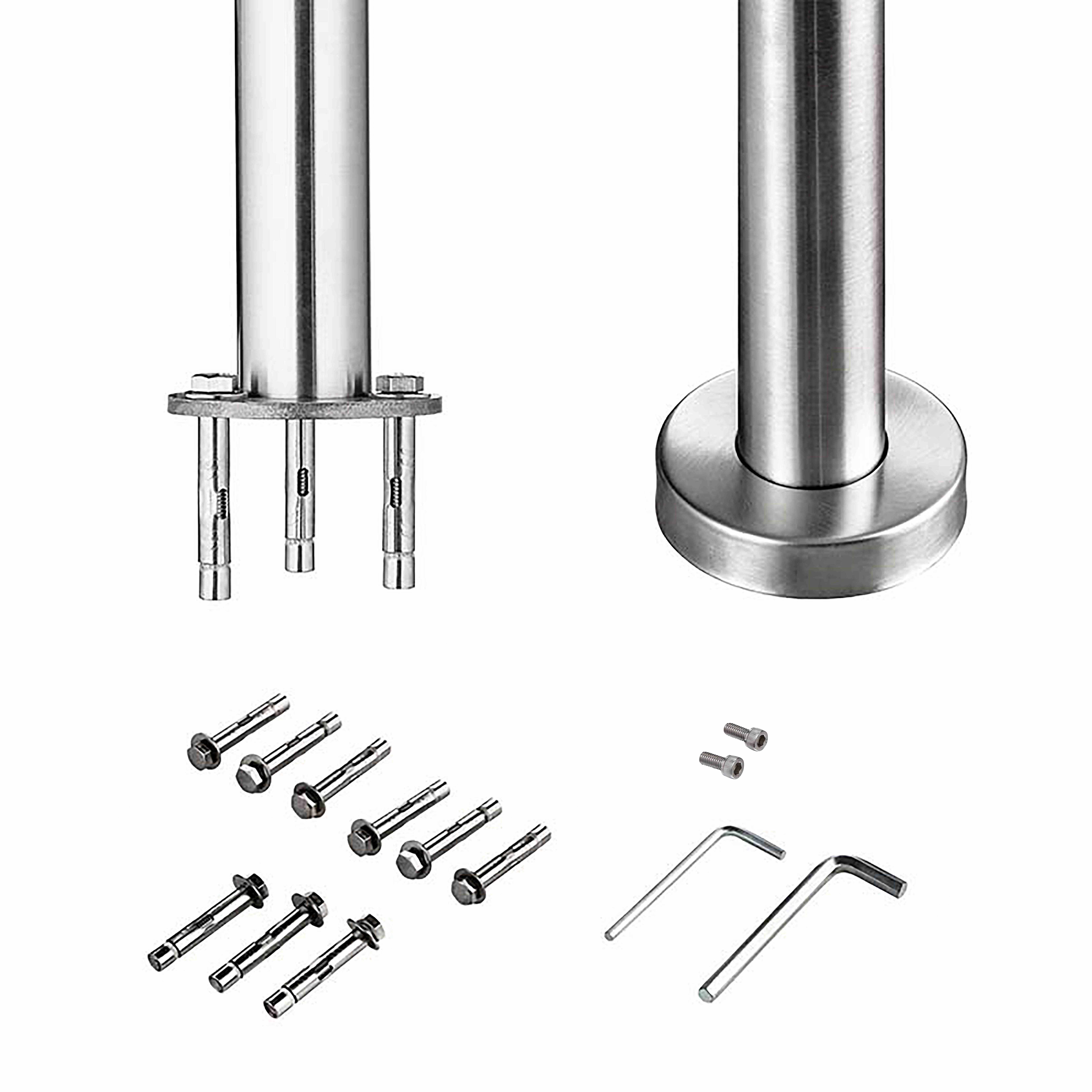 Garde-corps 240cm argenté, 1 main courante, 3 traverses, inox 201, intérieur et extérieur, design moderne - kit complet - 5
