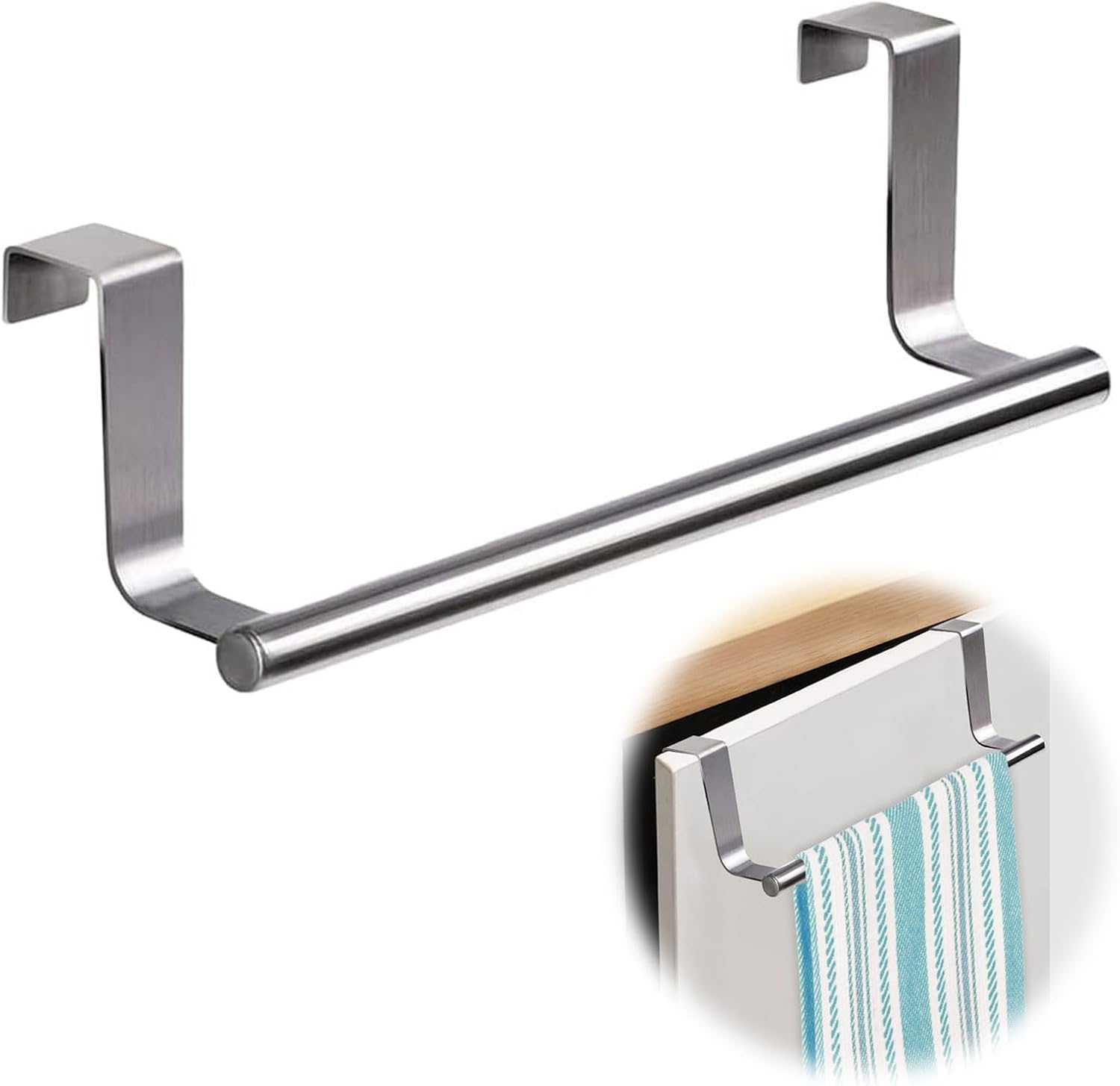 Gancio Portasciugamani In Acciaio Inox Da 36 Cm – Da Appendere Sopra Lo Sportello – Per Bagno E Cucina - 3