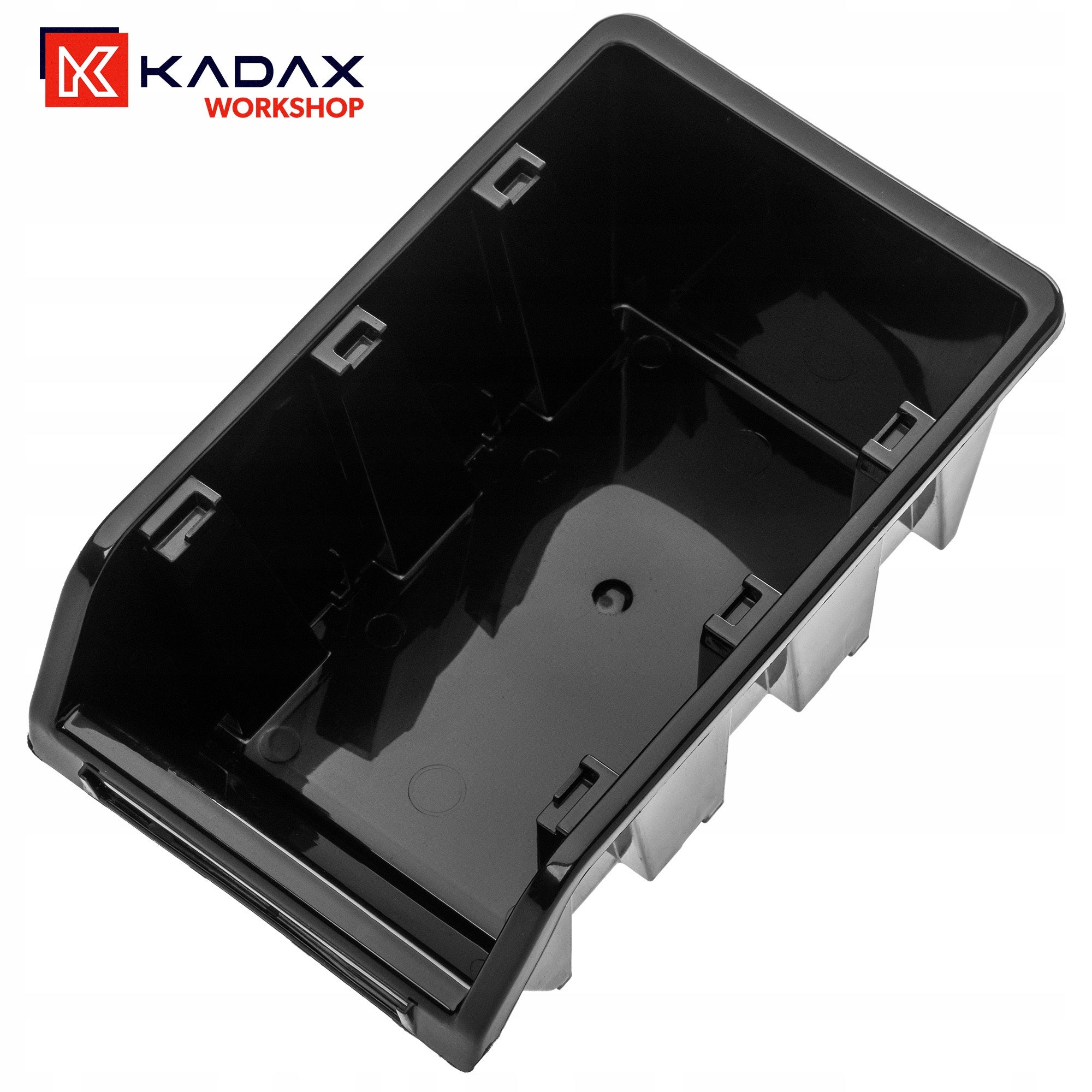 KADAX Boîtes de Rangement Murales, Boîtes Empilables en Plastique pour Organiser Vos Outils, Bacs à Bec pour Garage (Lot de 50 : Noir, 230 x 160 mm) - 4