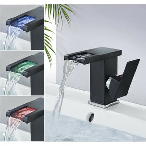 Rubinetti per lavabo digali Rubinetto per bagno intelligente Rubinetti per doccia Temperatura dell'acqua LED Rubinetto per lavabo bianco nero Rotante in acciaio inossidabile  13