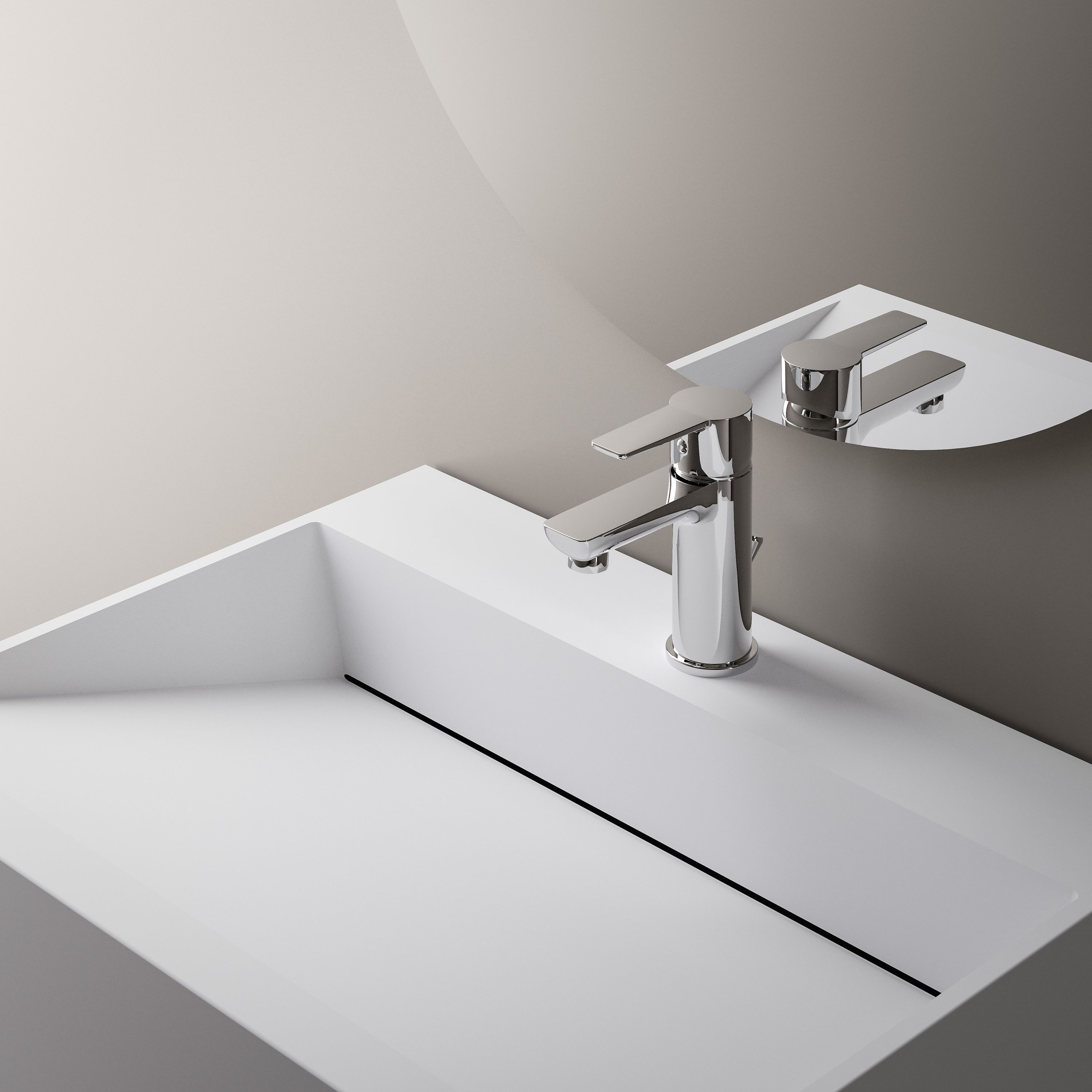 BERNSTEIN - Vasque murale 80x46x28cm en fonte minérale avec espace de rangement - blanc mat - TWG71 - 2