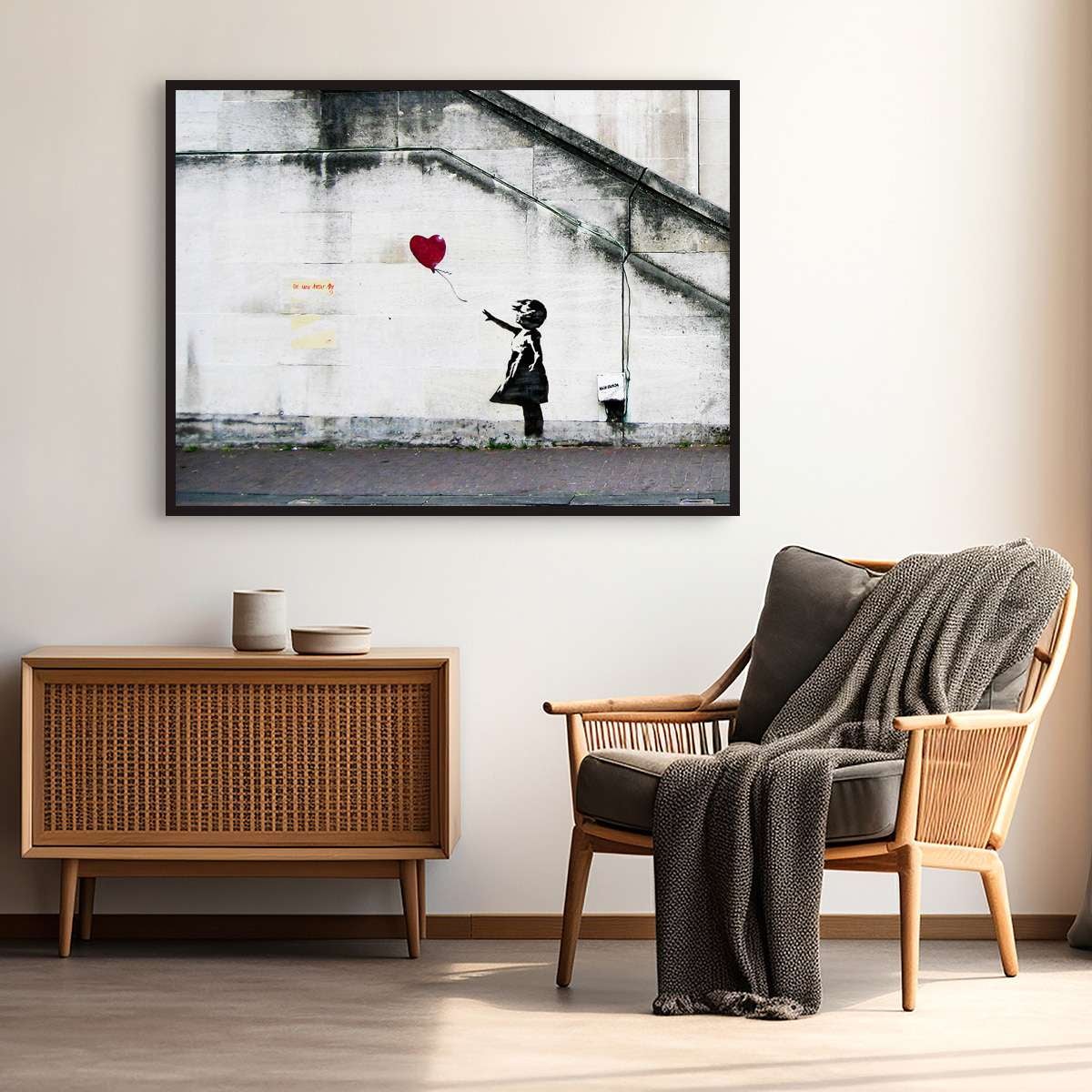 Panorama Poster Stampe Da Parete Graffiti Banksy Ragazza Con Palloncino 70x40cm - Stampato Su Carta 250gr - Quadri Moderni Soggiorno