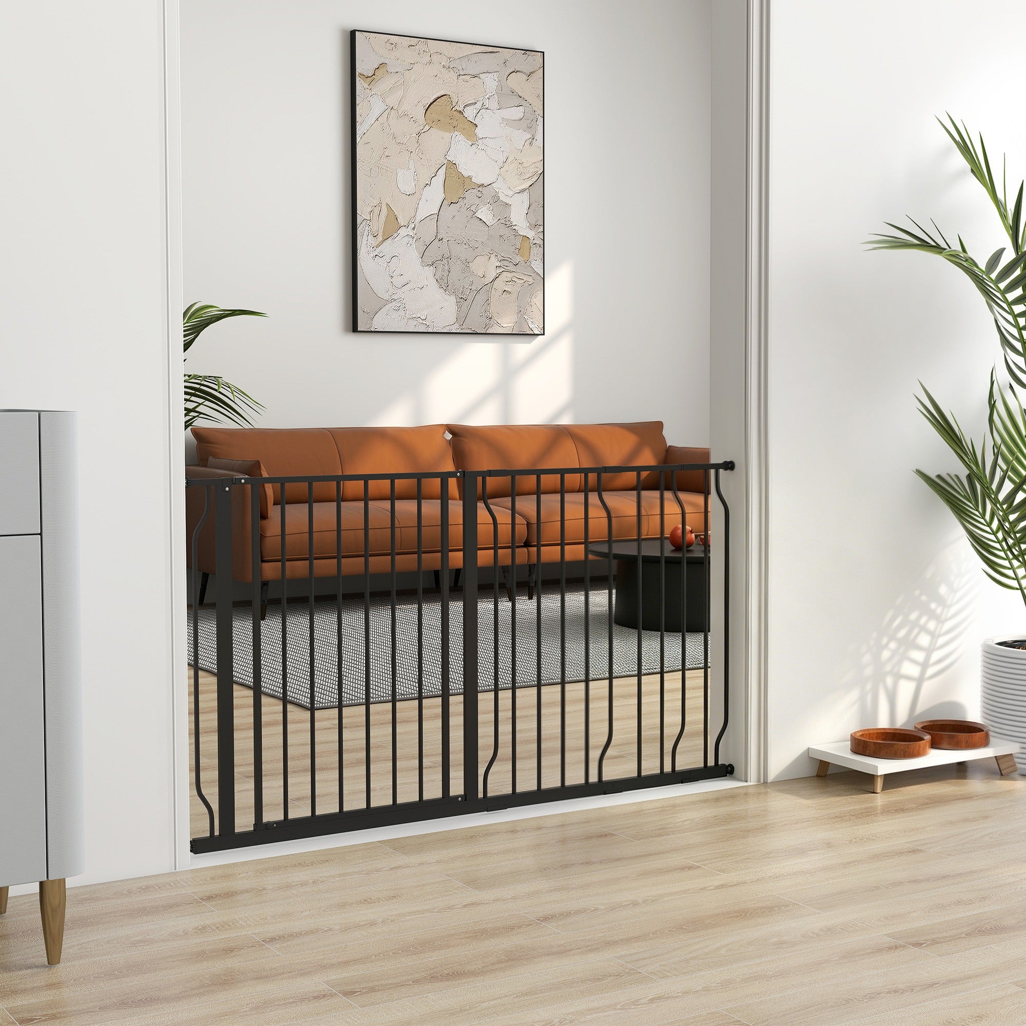 Barrera de Seguridad PawHut Acero, ABS Negro 145x1.5x76 cm - 2