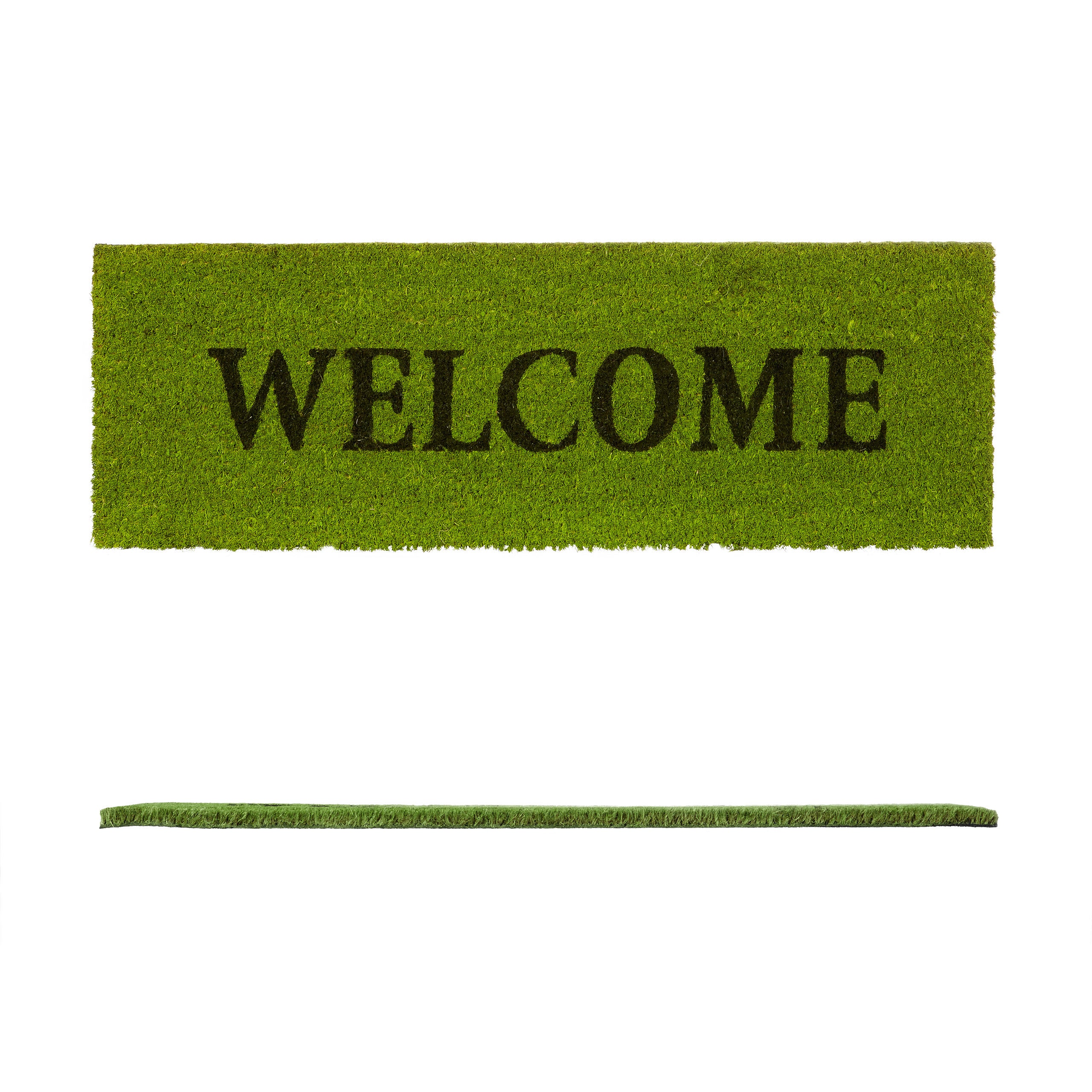Paillasson long fibre de coco tapis de sol WELCOME 75x25 antidérapant vert, Relaxdays - 6