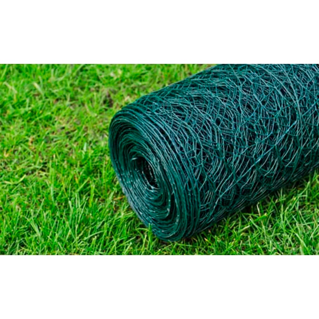 vidaXL Clôture en treillis acier hexagonal 1x25 m vert foncé - 5