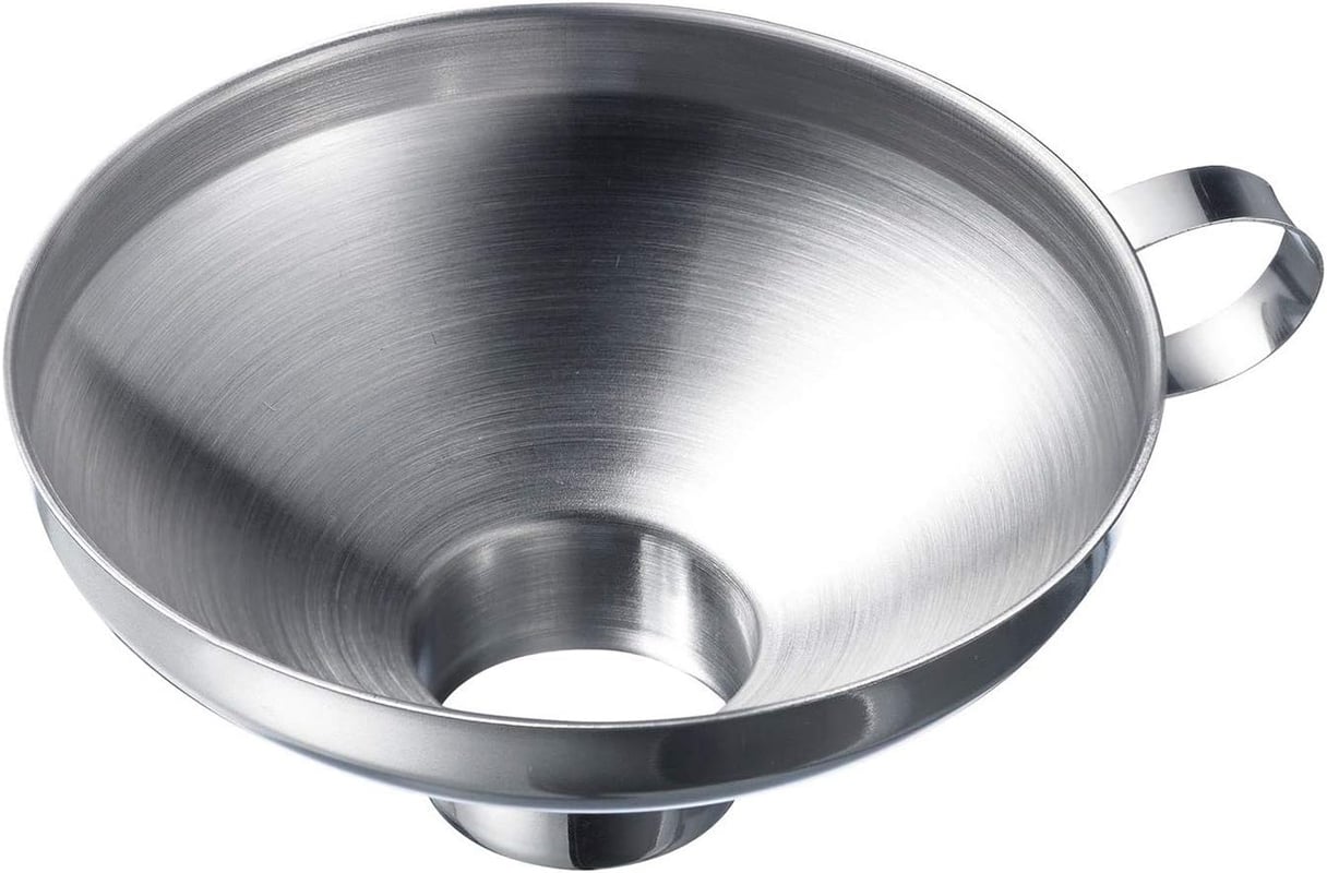 Lejek do dżemów i przetworów z długą szyjką do napełniania, średnica szyjki do napełniania (wewnątrz ok. 3,5 cm), stal nierdzewna, kolor srebrny