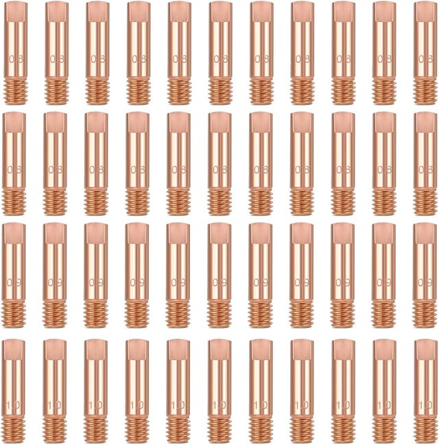 40 Pièces de Contact en Cuivre, Embout De Contact Buse de Soudage Tube Contact 0.8mm 0,9 mm 1,0 mm consommables de torche de soudage pour 15AK MIG