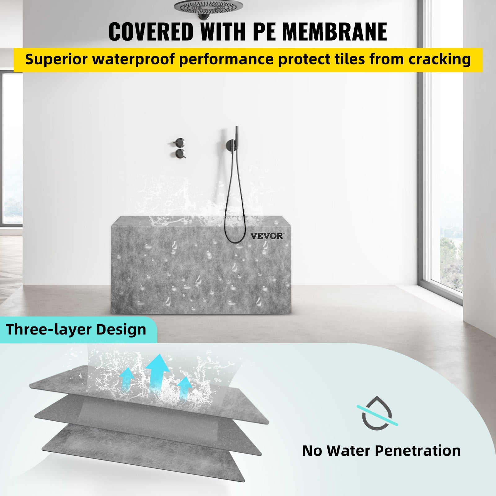 Banc de Douche Pret a Carreler VEVOR 97x29x50 cm Siege deAngle Etanche Composite EPS Repose-Pied Prefabrique Douche Italienne en Rectangle Charge 200 - 5