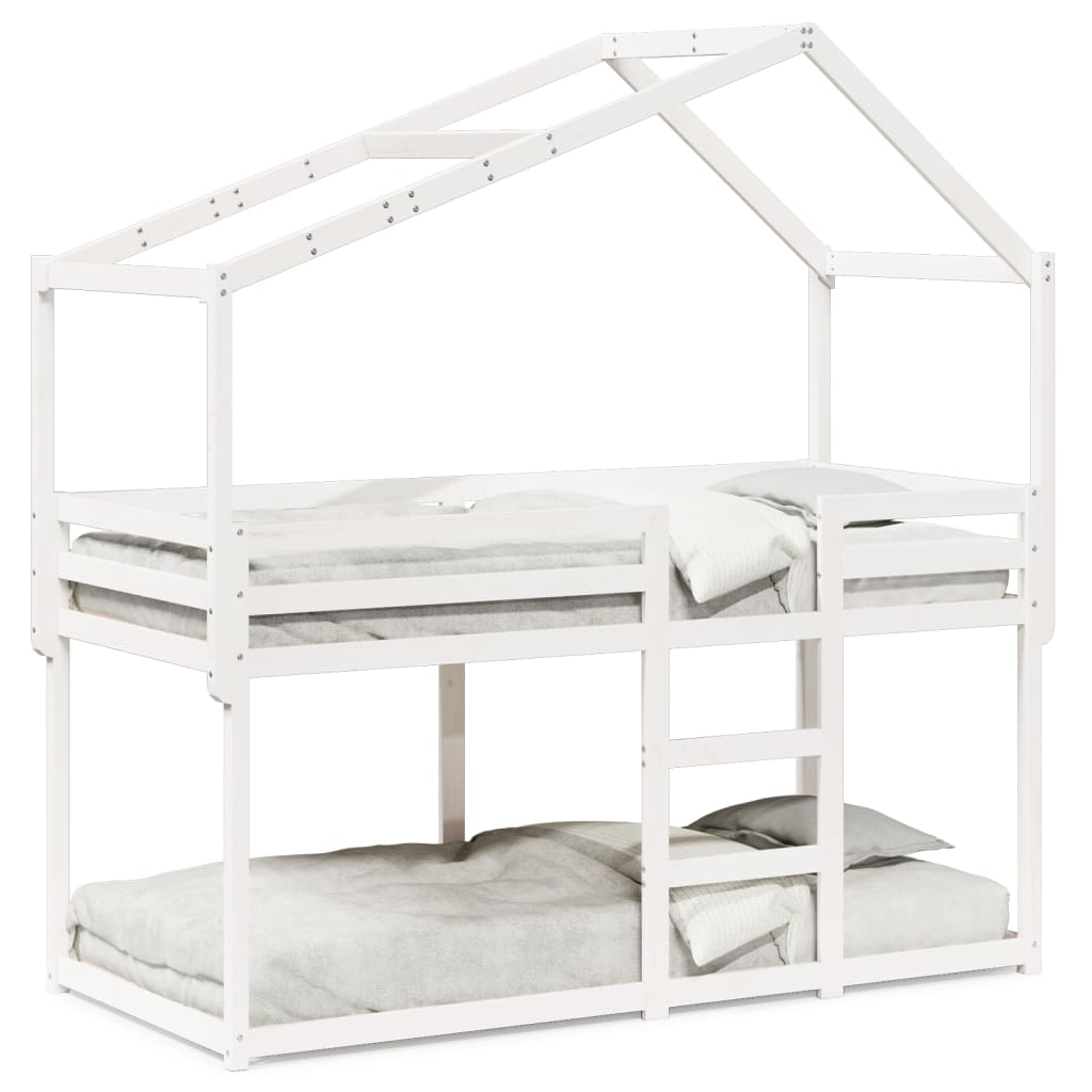 Lit superposé avec toit blanc 90x190 cm bois massif de pin - 2