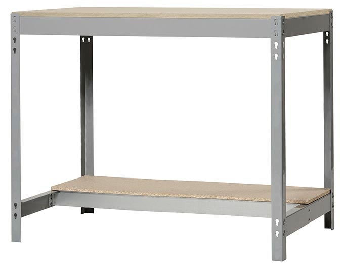 Banco de trabajo simonwork de 2 estantes (84,2x91x61cm) gris y madera