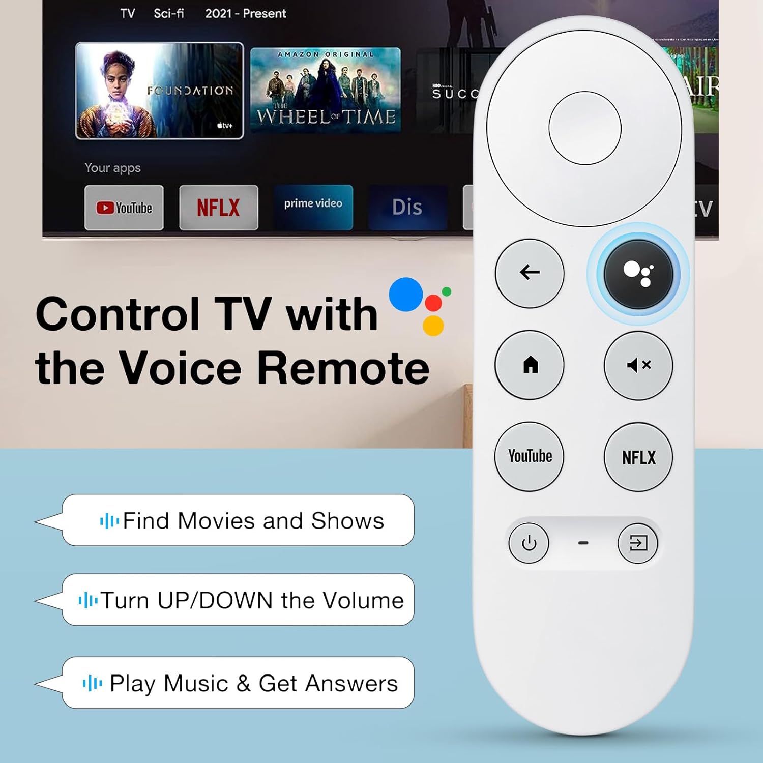 Télécommande Bluetooth Pour Chromecast Google TV - Avec Boutons Netflix Et YouTube - Compatible G9N9N Et Modèles Similaires