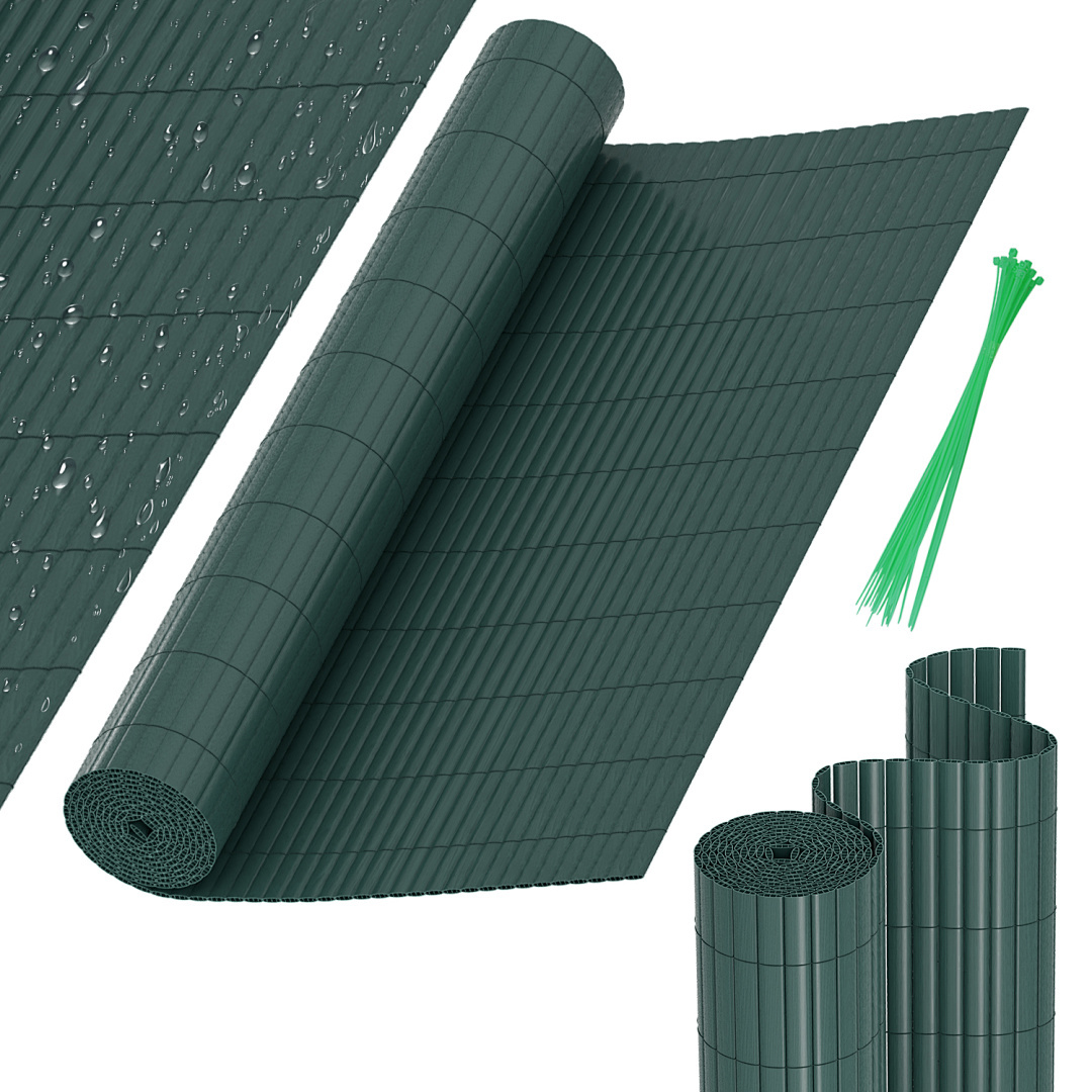 Solidna mata PVC – Zewnętrzna osłona prywatności do ogrodu, tarasu i ogrodzenia Zielony 120 x 800cm